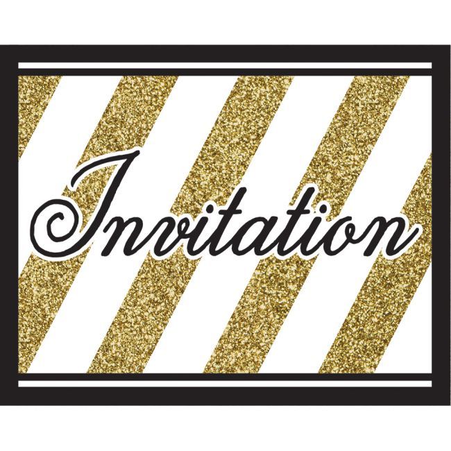 Black and Gold Foldover Invitations 8 Pack Birthday Party Invite Decorations