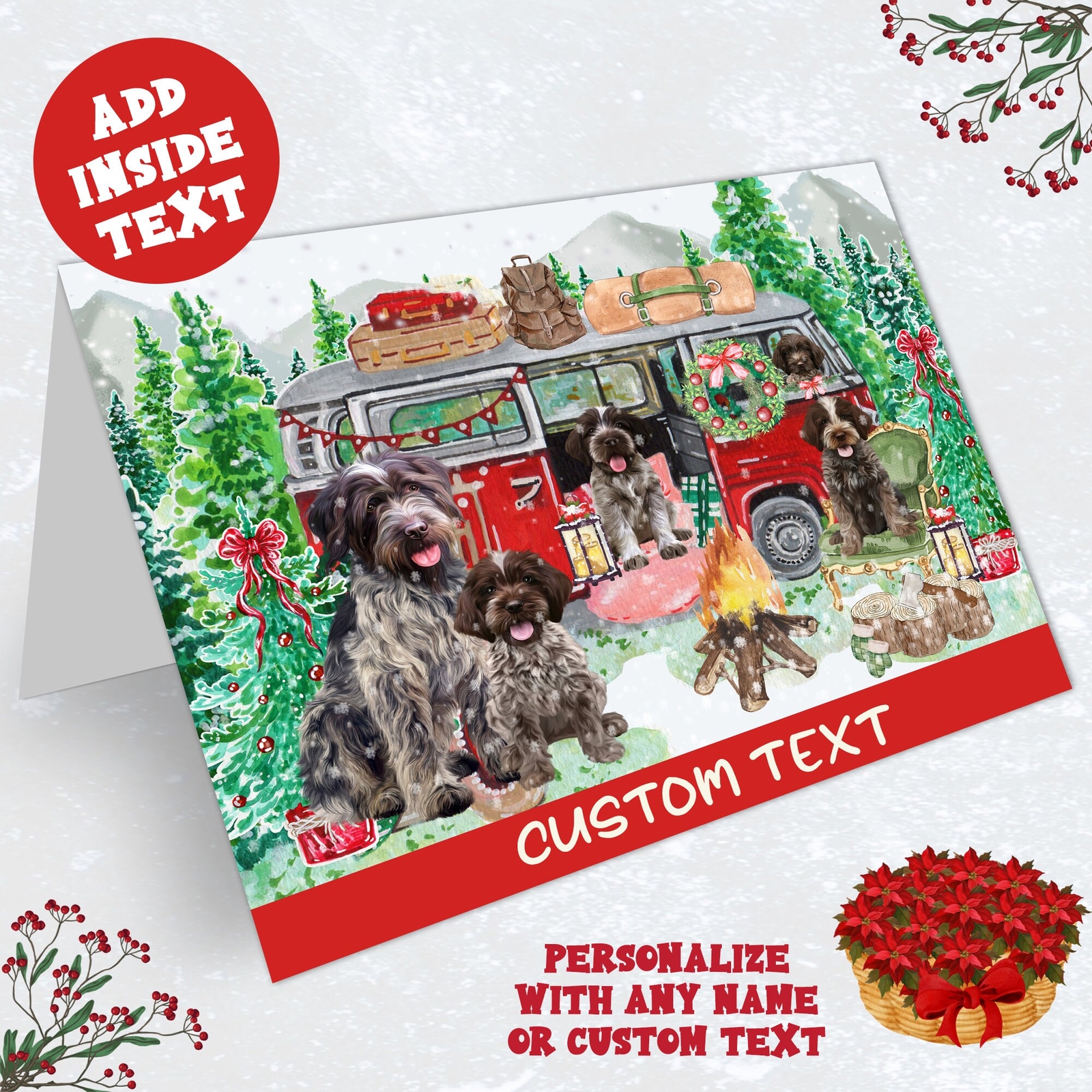 Wirehaired Pointing Dog Greeting Cards and Note Cards w. Envelopes Christmas NWT