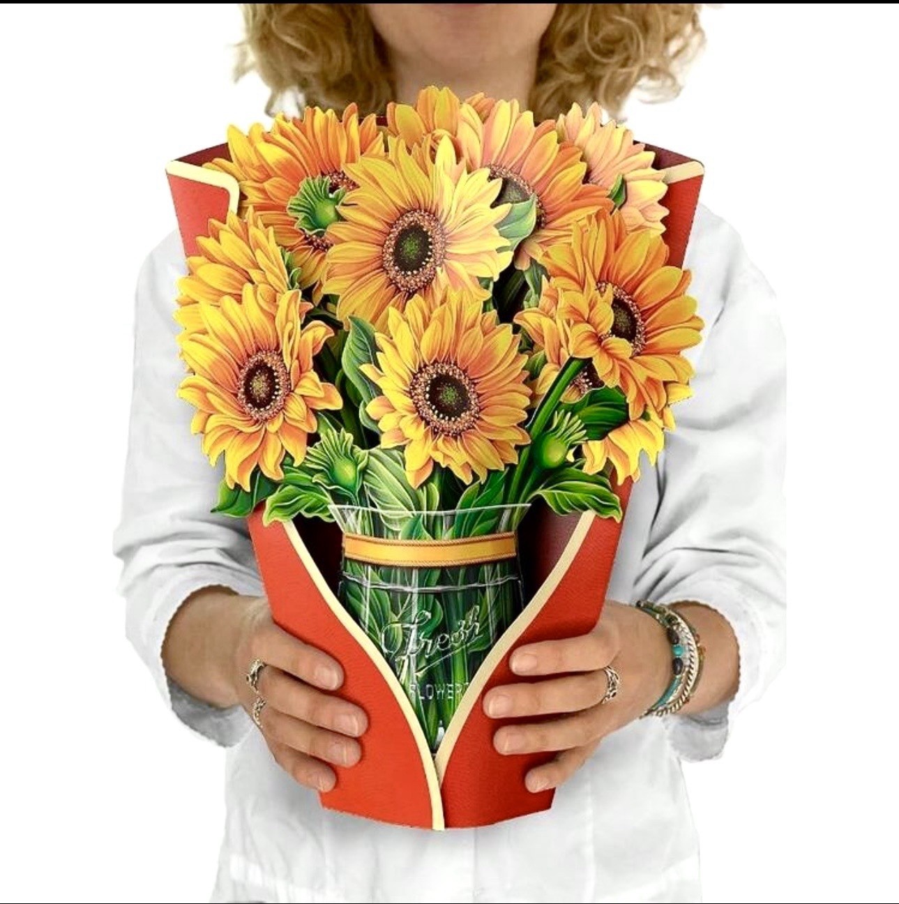12″ Pop Up Sunflower Bouquet Folded Card with Envelope & Mathers day card