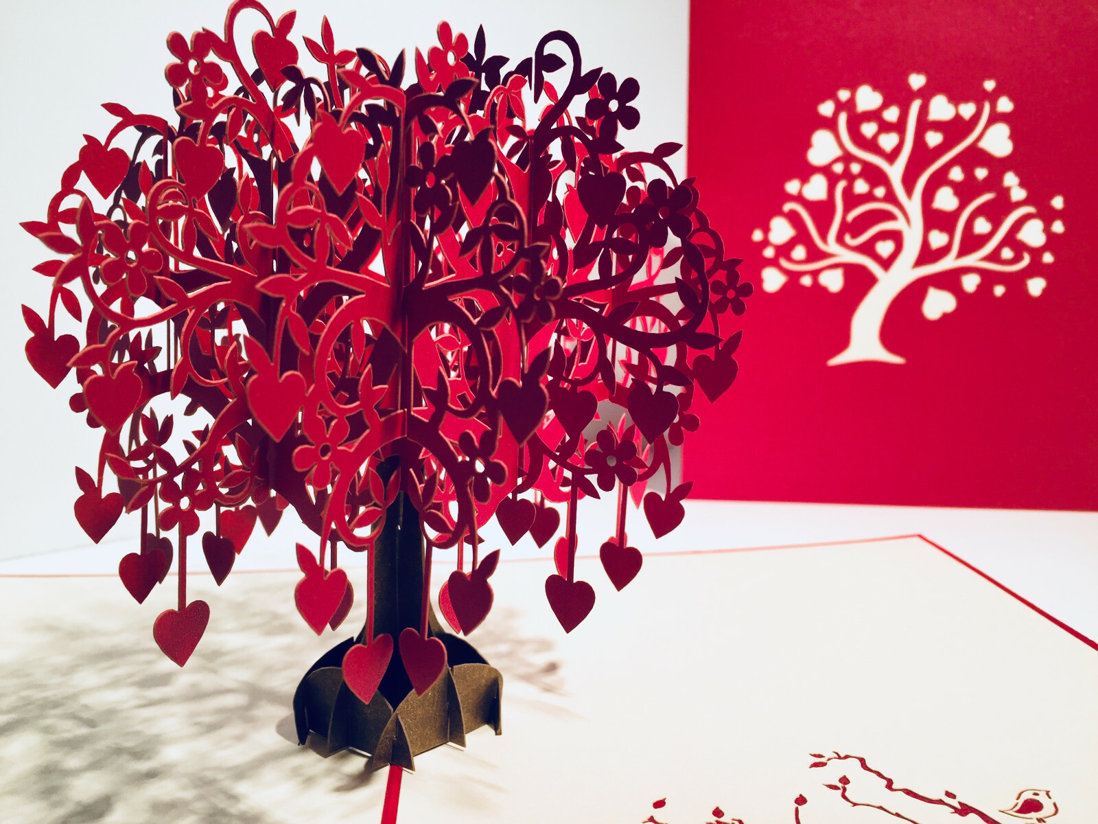 Hand Made With Love. Tree of Love Hearts 3D Pop Up Greeting Card Mother’s Day.
