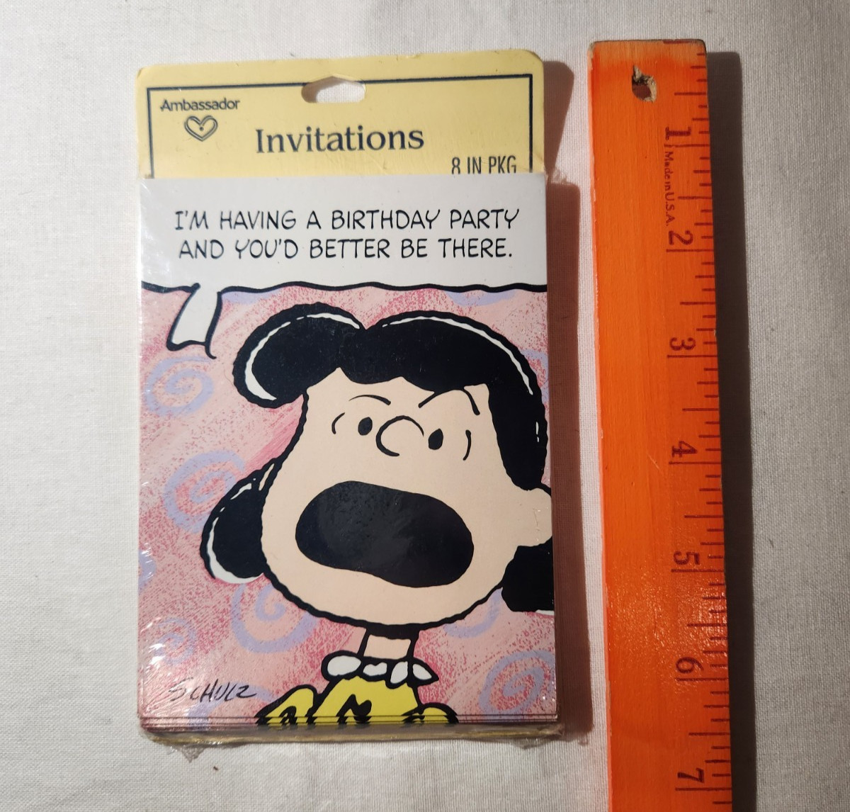 Vintage Peanuts Lucy Birthday Invitations (3) 8 Packs New Sealed Hallmark 1952