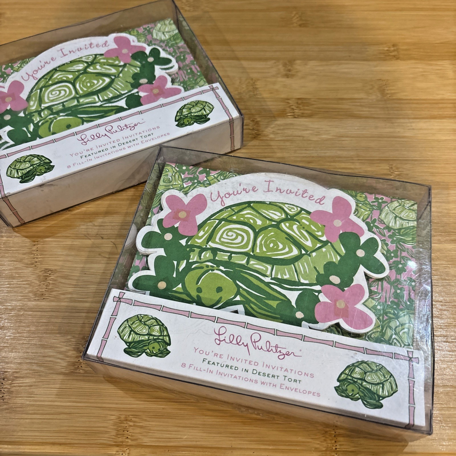 Lilly Pulitzer Set of 2 Desert Tort Fill-In Party Invitations with Envelopes NIP