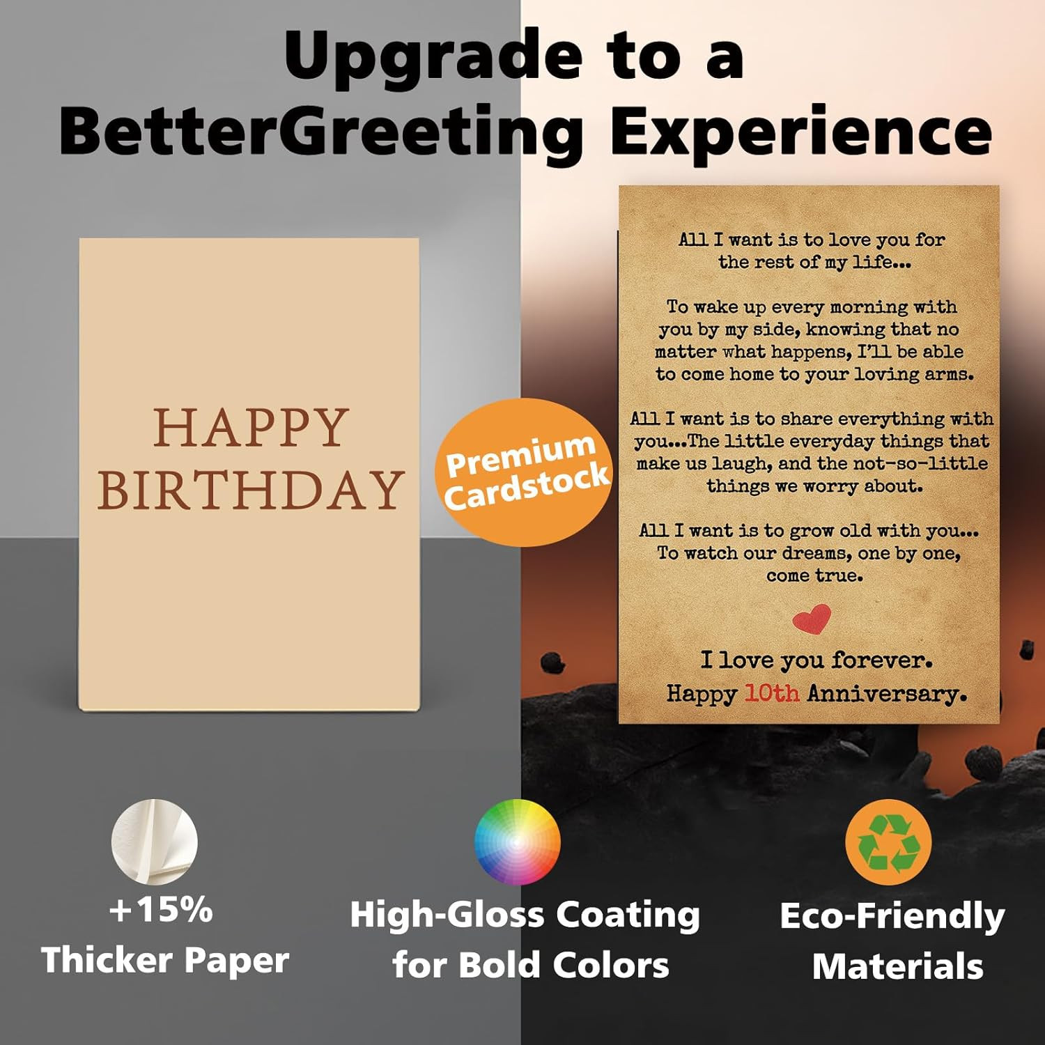 10 Year Anniversary Card – Romantic 10Th Anniversary Card for Husband, Wife, Cou