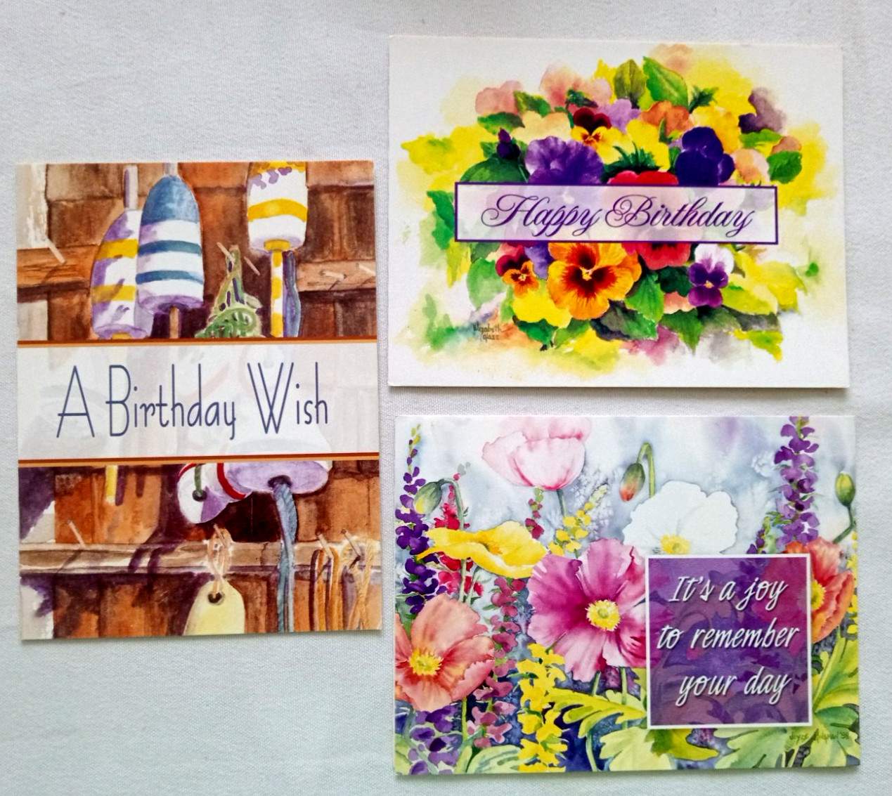 3/pcs Happy Birthday Greeting Cards 5.5″x4″ Assorted Designs W/white Envelopes