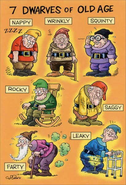 Old Age Dwarves Funny Dan Collins Birthday Card – Greeting Card by Nobleworks