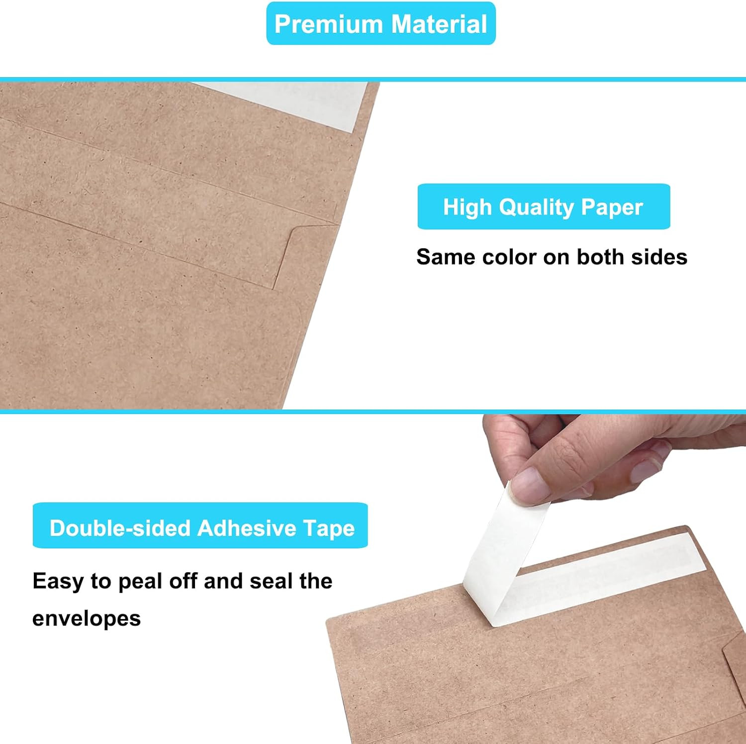 100 Pack A2 Envelopes for Card Making, Brown Kraft Envelopes for Invitations, Se