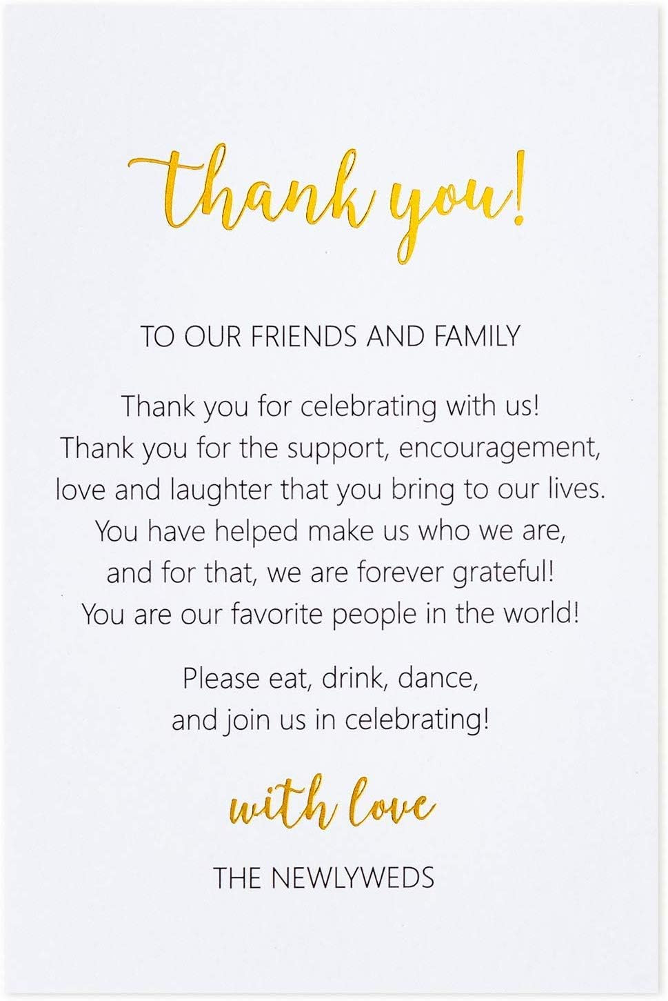 Gold Foil Thank You Cards 50 Count Elegant Wedding Reception Place Cards