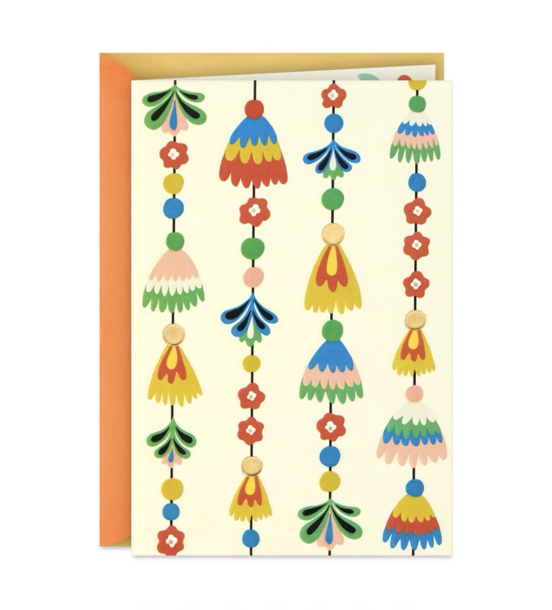 Festive Tassel Garland Blank Card Embossed Gold Foil Multipurpose Hallmark Card