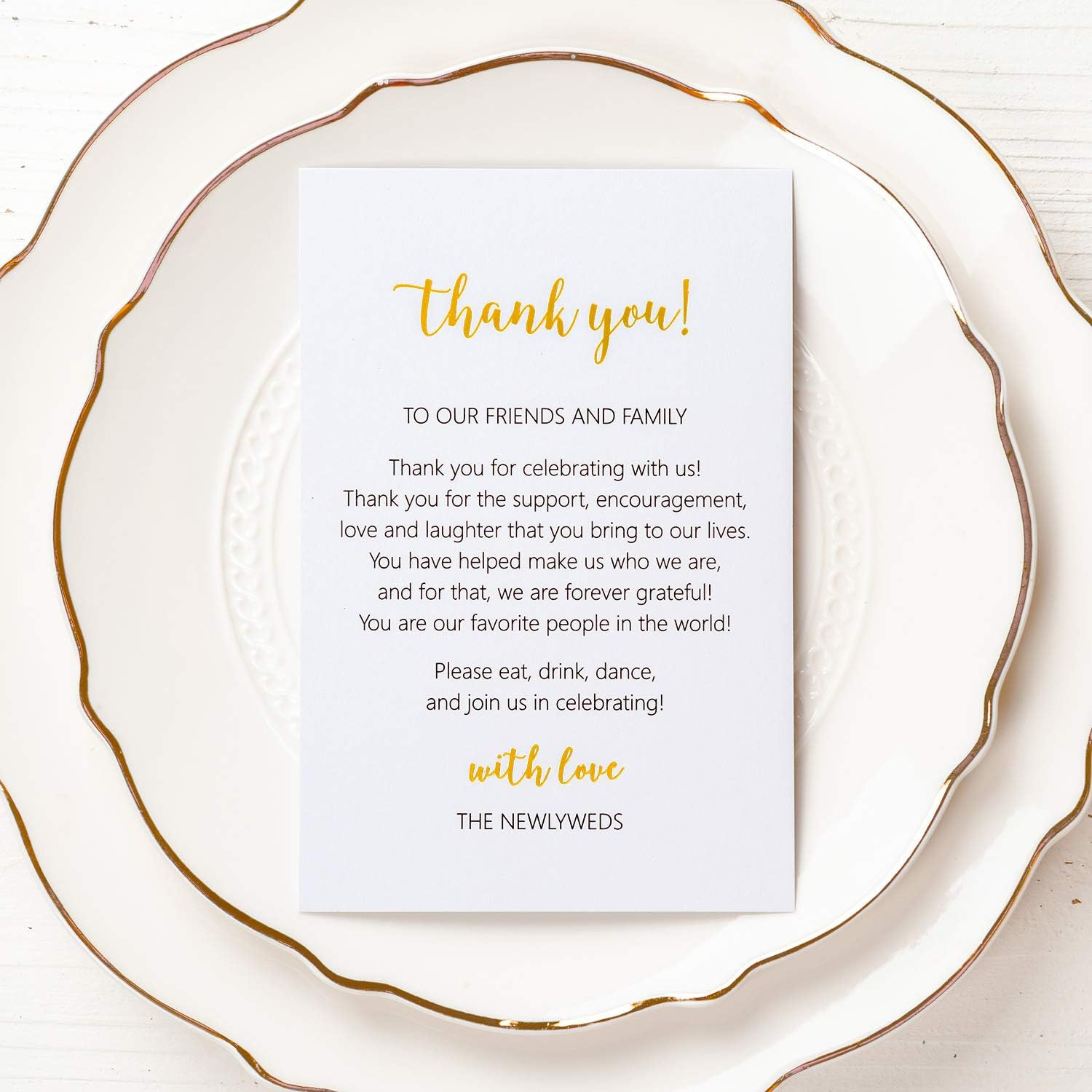 Gold Foil Thank You Cards 50 Count Elegant Wedding Reception Place Cards