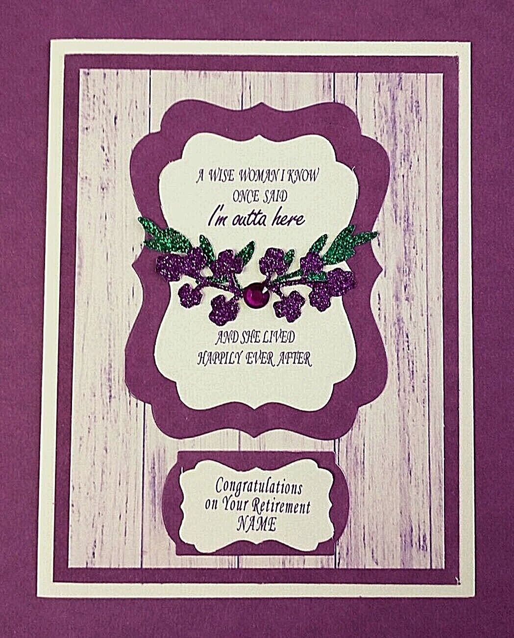 Retirement Card for Woman Humorous with Personalized Name and Verse Inside