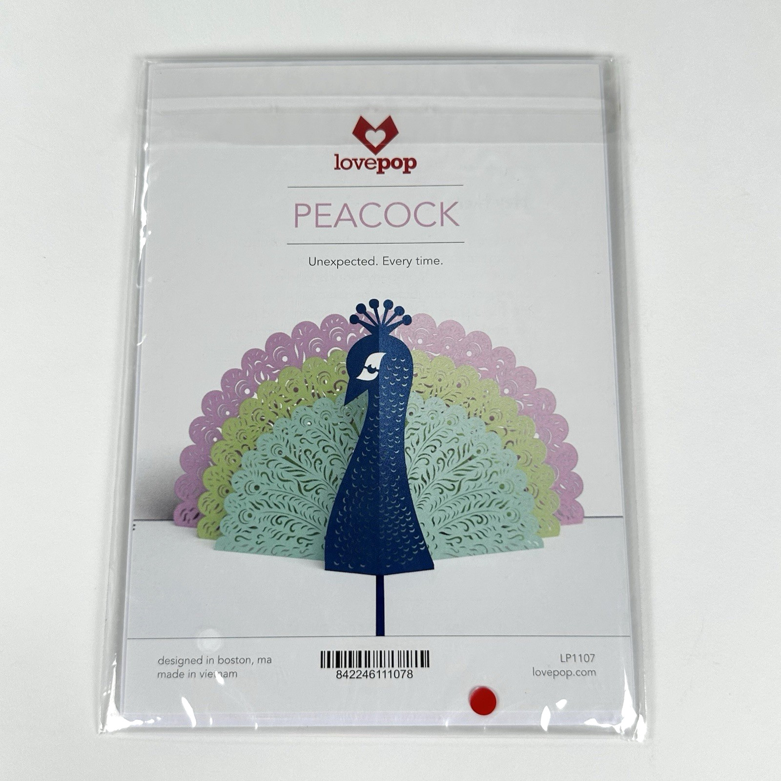 Lovepop Peacock 3D Popup Card LP1107- NEW / SEALED