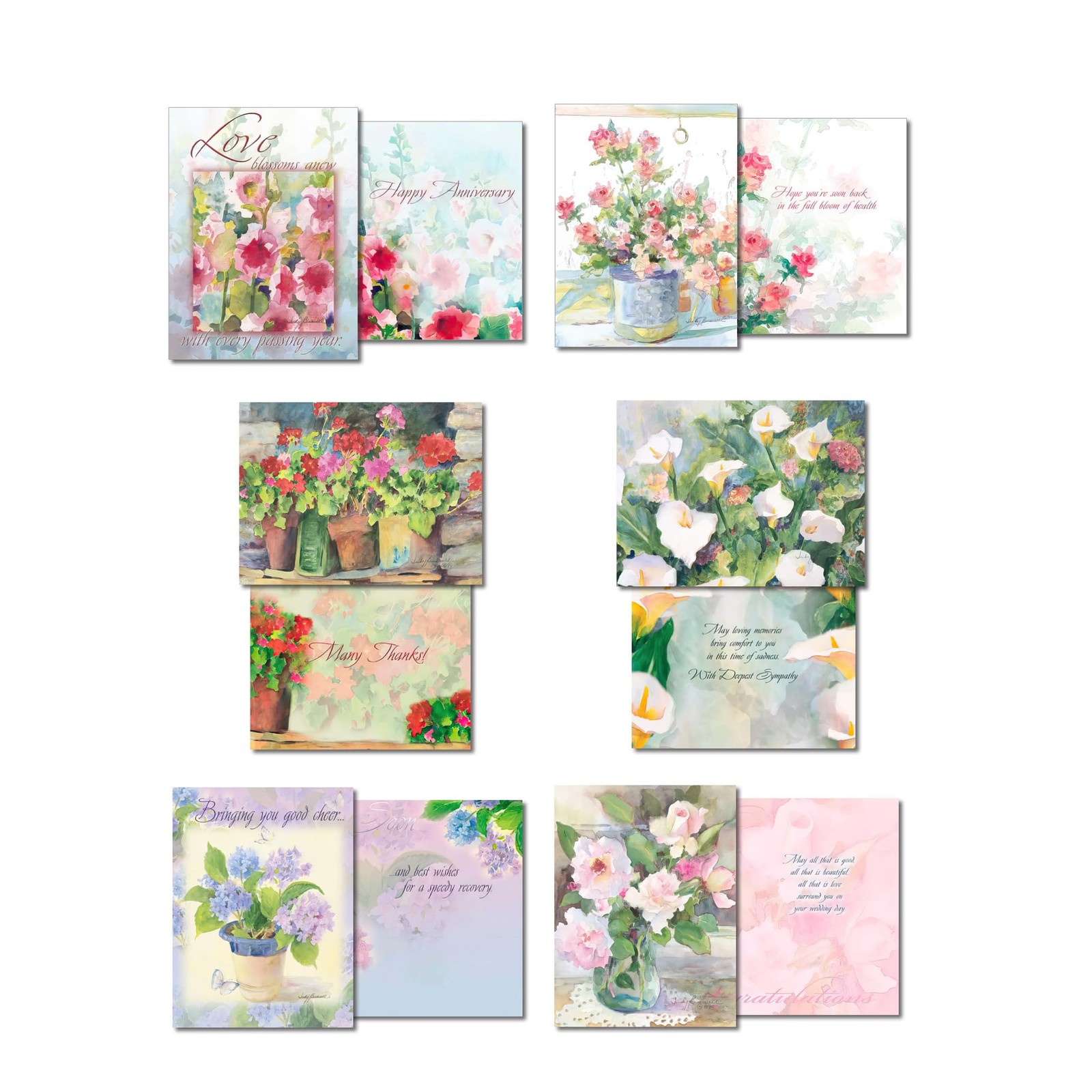 The Art of Judy Buswell – Made in USA – 20 All Occasion Cards Assortment Box wit