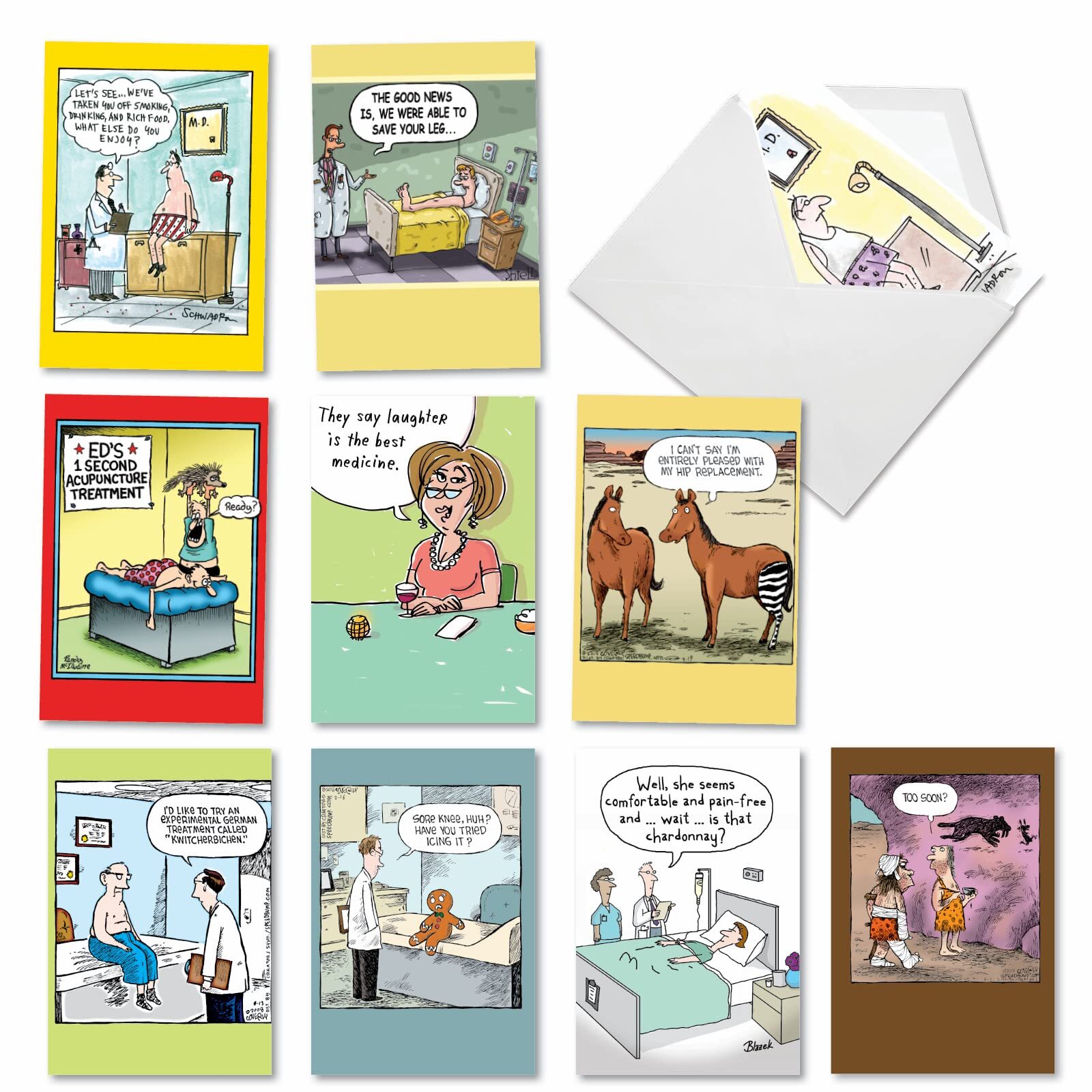 – 10 Get Well Cards Funny – Assorted Cartoon Humor, Hilarious Feel Better Soo…