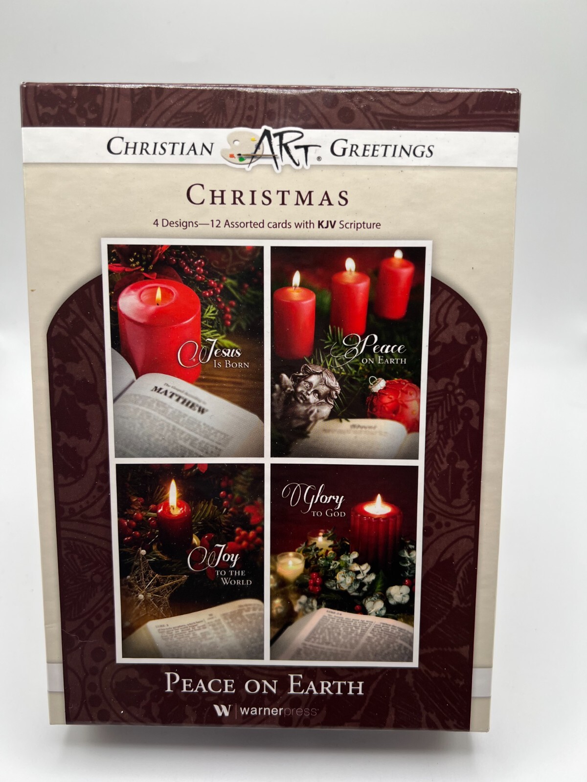 Christian ART Greetings Pack Of 12 Christmas Cards 4 Designs & KJV Scripture