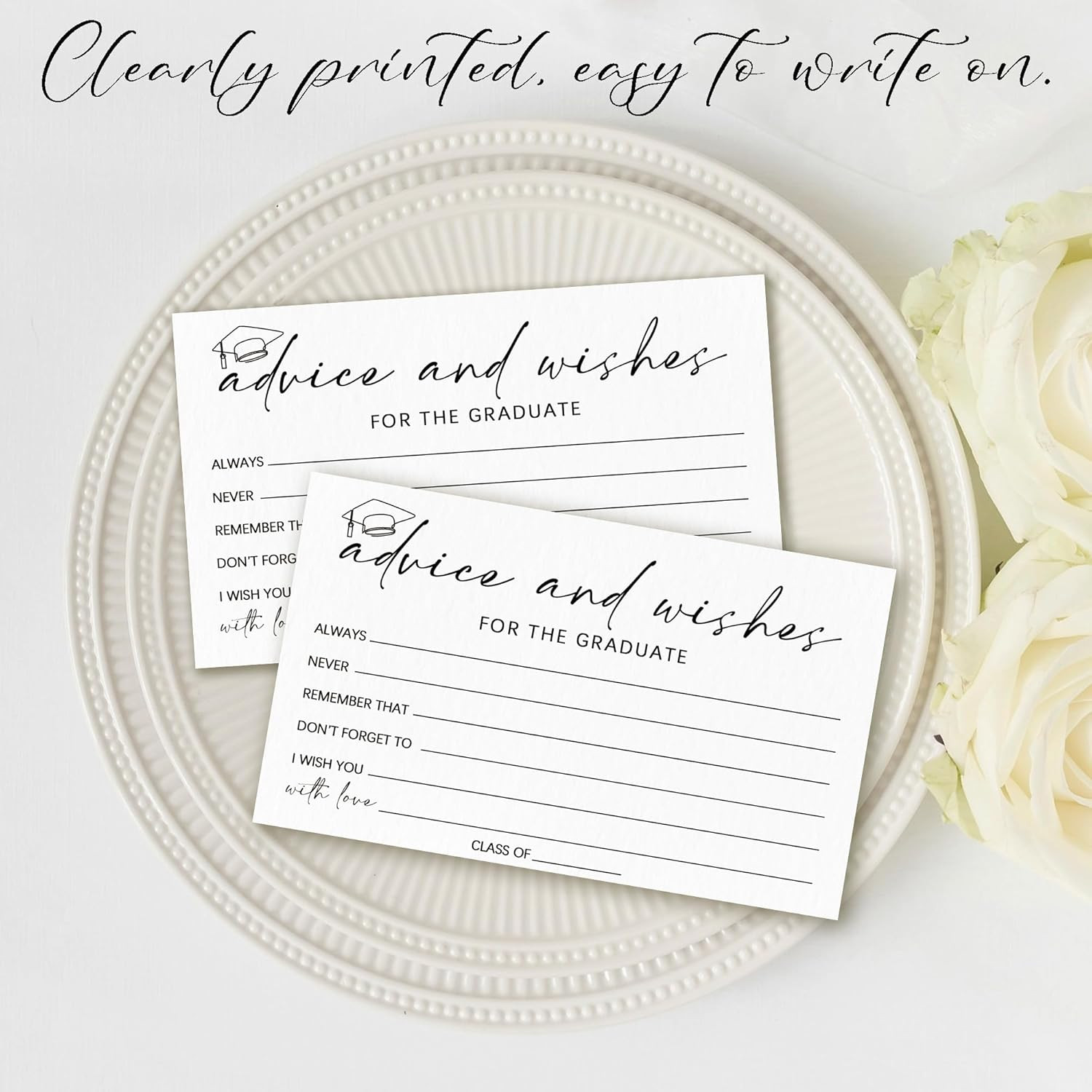 Graduation Advice Cards for 2026 Graduate- 30 Pcs Minimalist White Best Wishes C