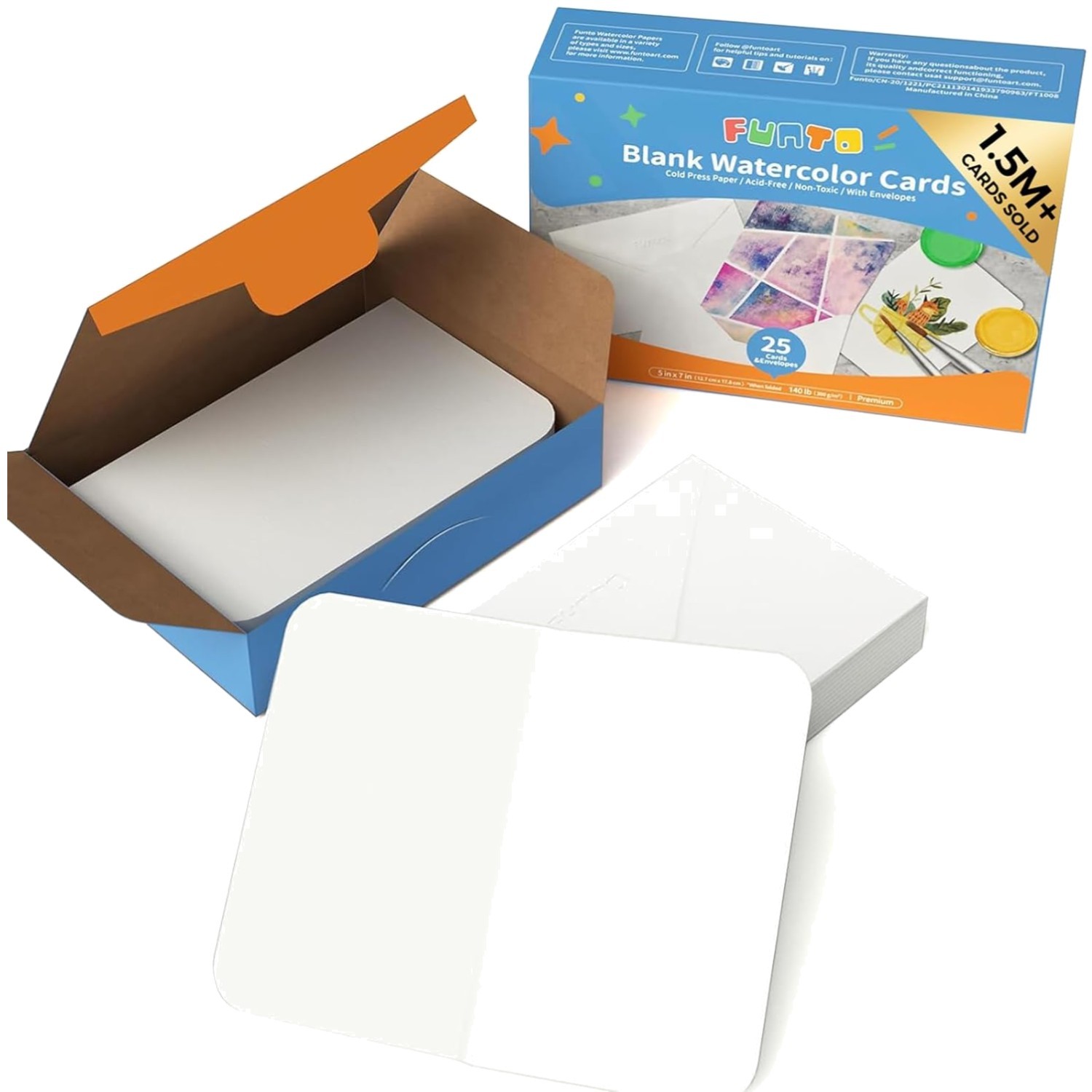 Watercolor Cards and Envelopes Set, 50 Count