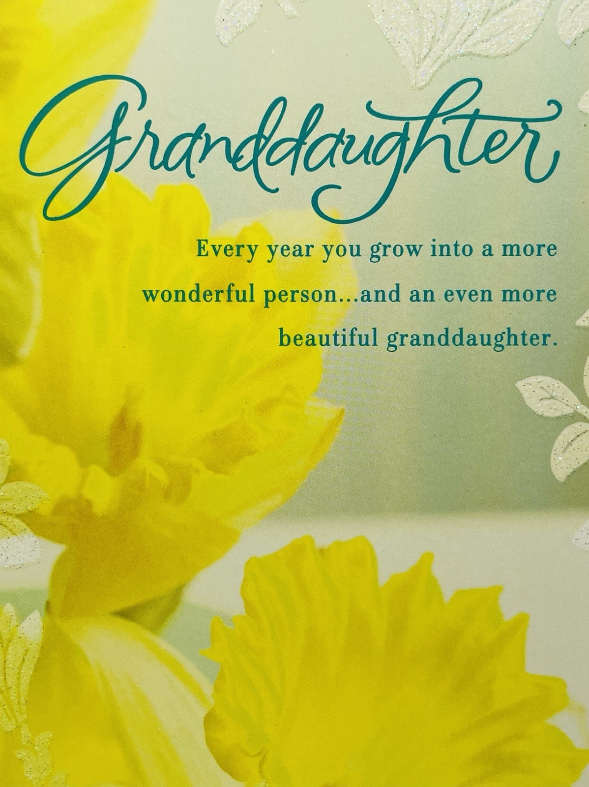 Easter Card For Granddaughter Yellow Flowers Glitter Hallmark Greeting Card NEW