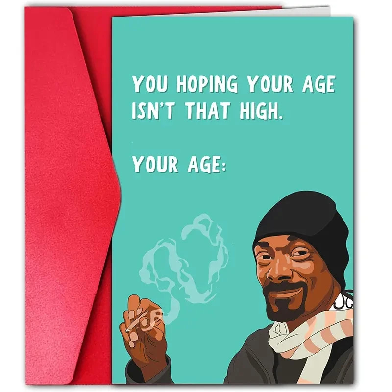 1 pc Fun Birthday Cards With a Creative Smoking Man Graphic Greeting Gift Cards