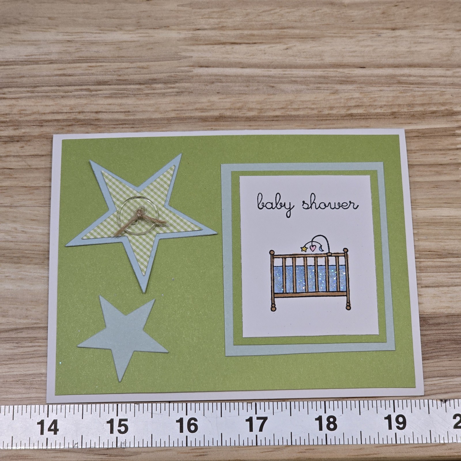 10 Baby Boy Shower Invitations Neutral Blue Green Handmade Cards Envelope Set