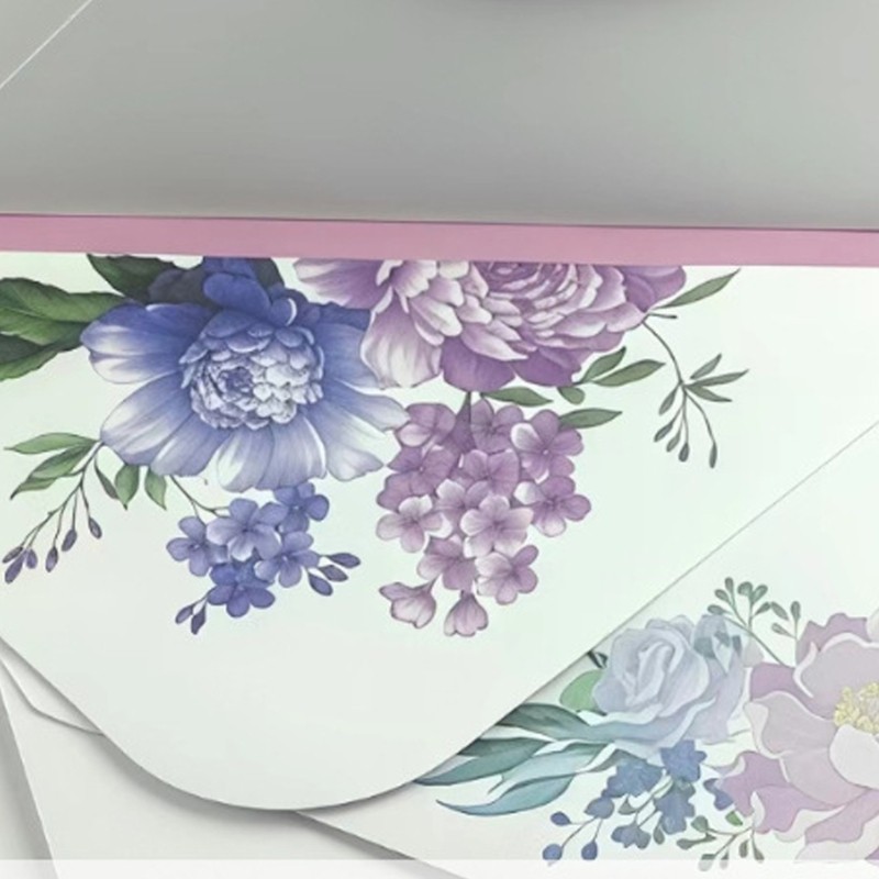 100 Pieces White Floral Pattern Envelopes High Quality Paper for Special
