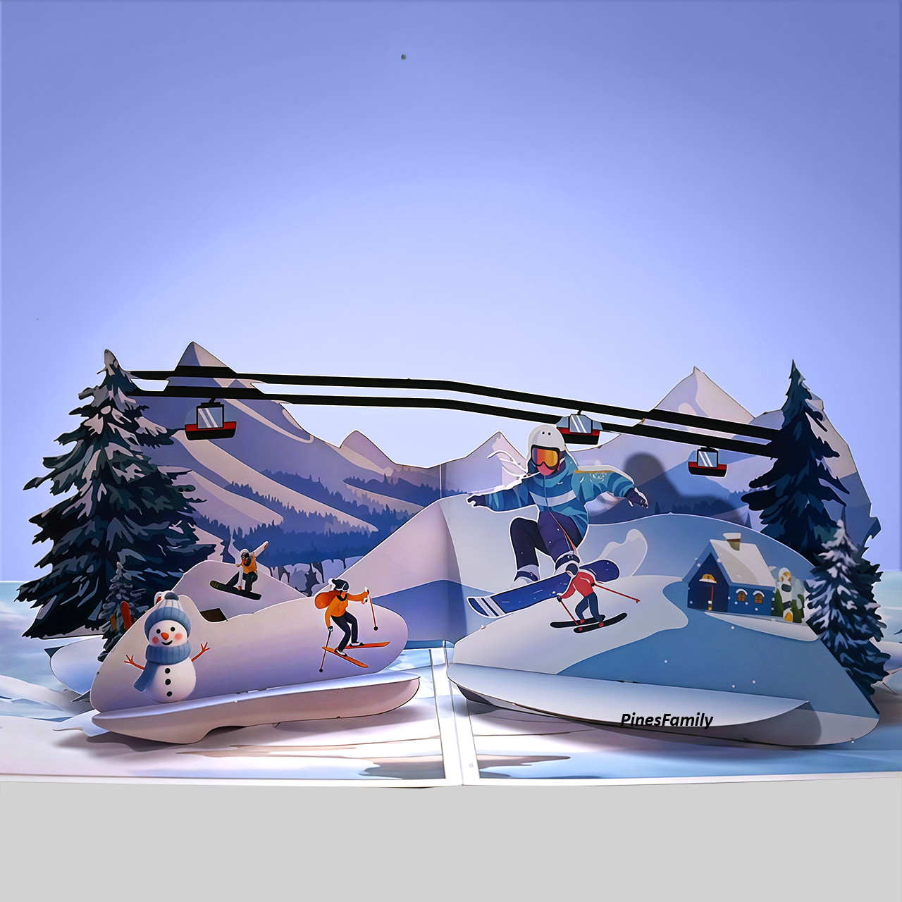 J12-Alpine Skiing Pop Up Card for Birthday, Father’s Day, Thank You, Graduat