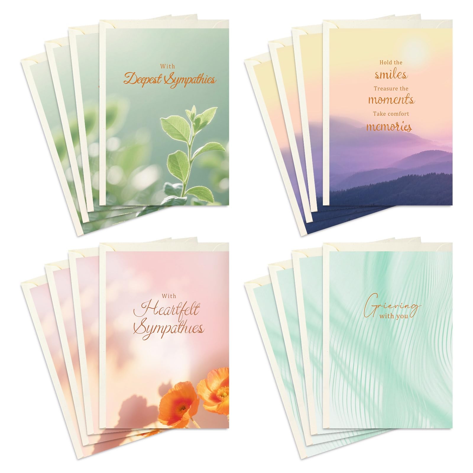 XXINMOH 24 Packs Sympathy Cards with Envelopes (4.6 x 4.6 x 6.8 inches, white
