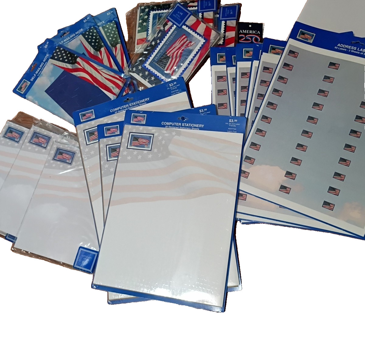 Hallmark American Flag Note Card Stationary Etc. Veteran Patriotic USA Lot USPS