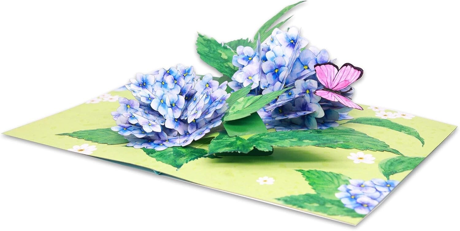 Liif Beautiful Hydrangea Blossoms Butterfly 3D Greeting Pop Up Card