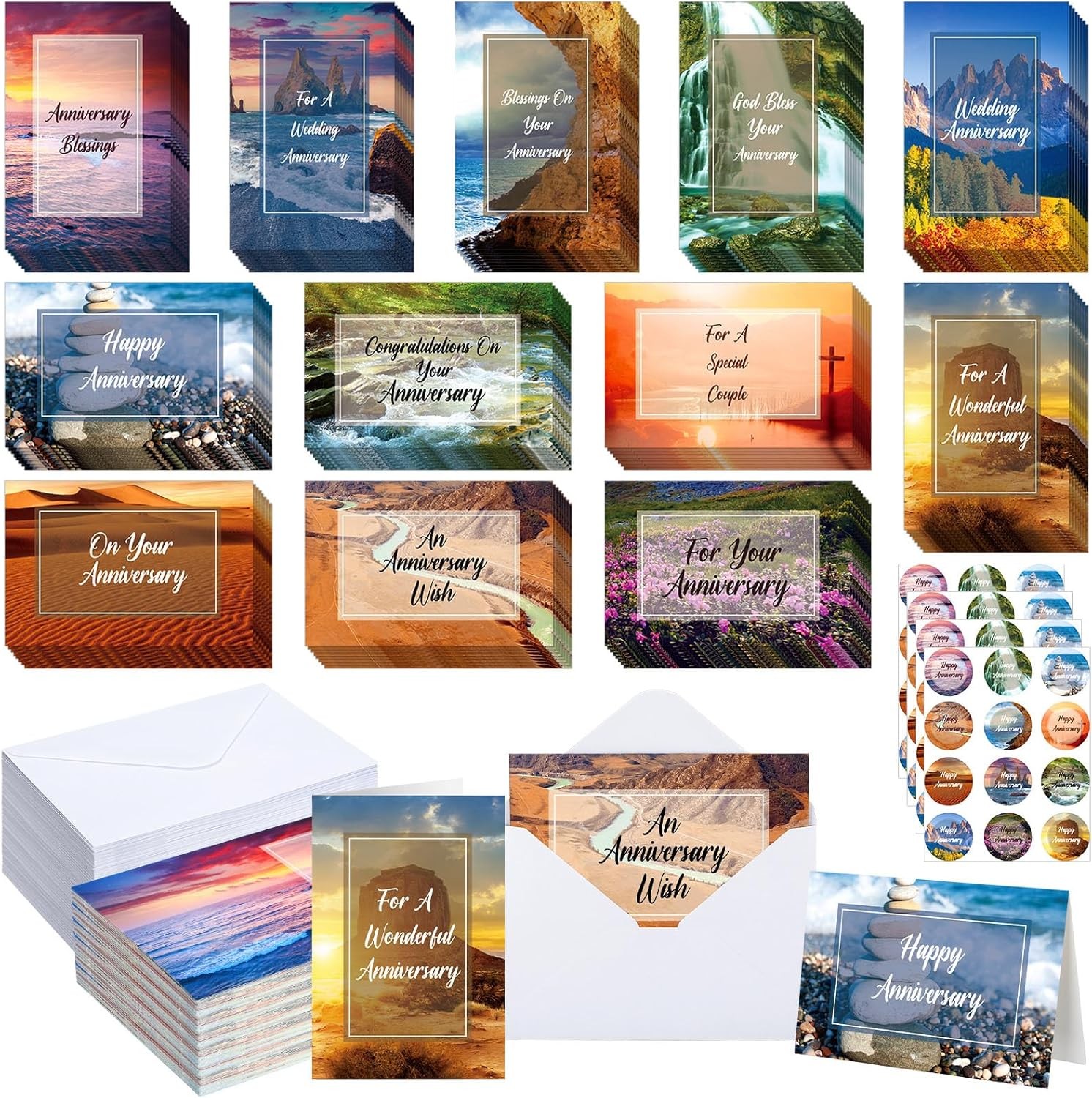 Motiskyy 48 Sets Religious Anniversary Cards Bulk 4 X 6 Inches, multicolor