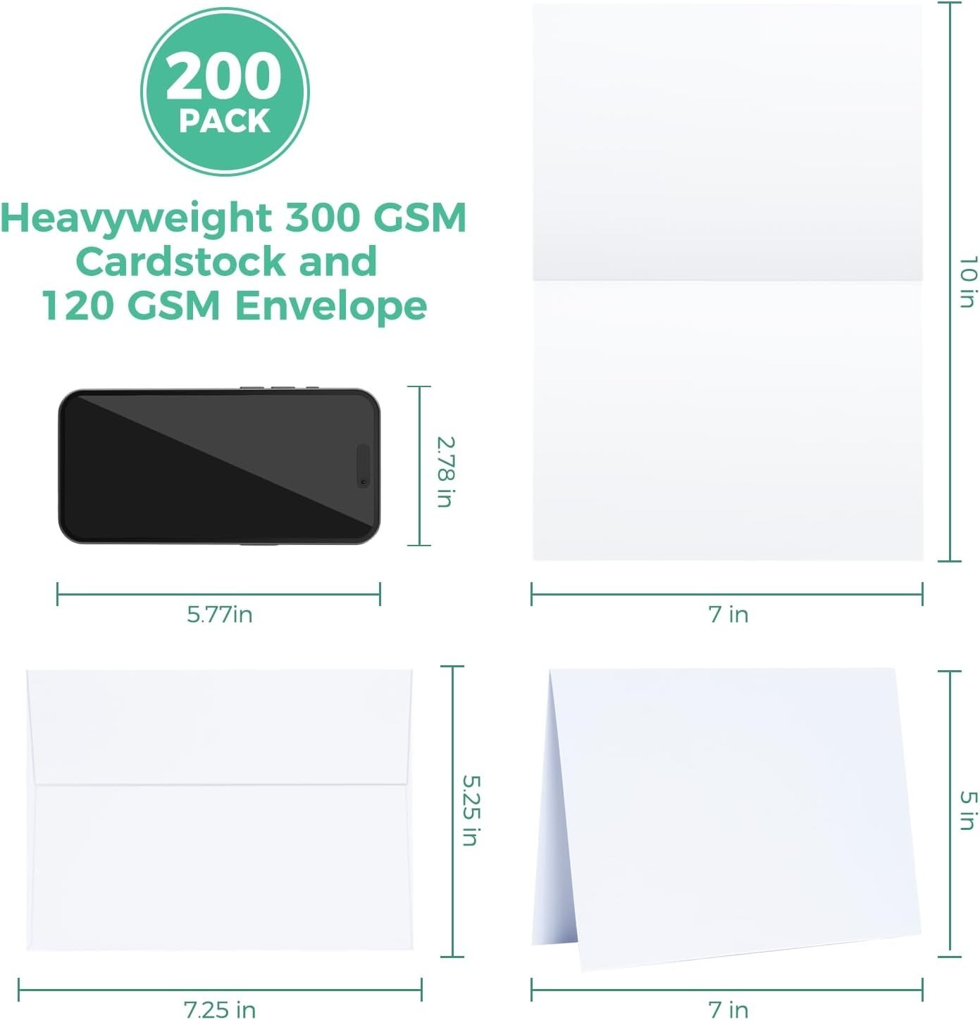 DIY Greeting Cards Kit – 200 Blank Cards and A7 Envelopes