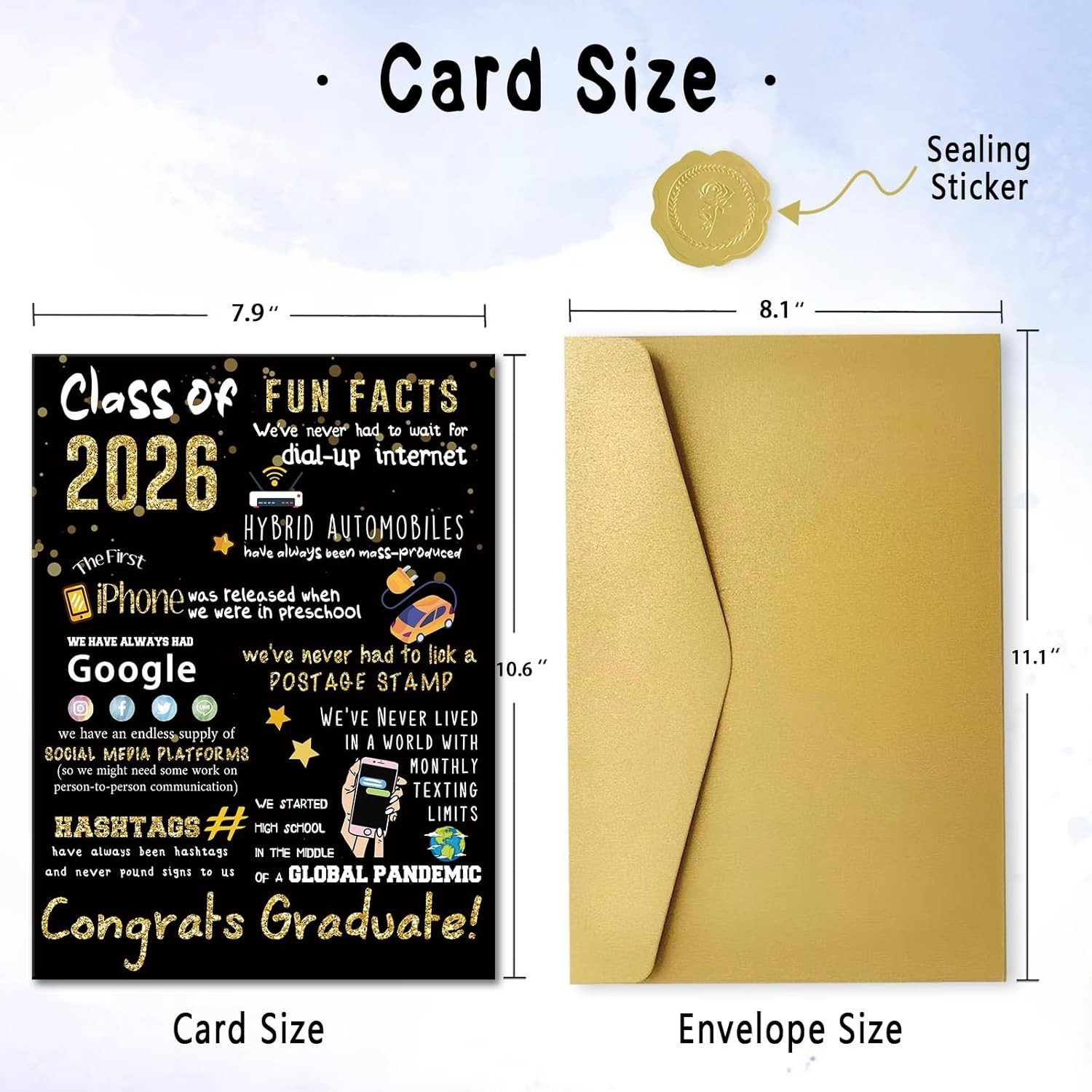 Elegant 2026 Graduation Card – Large Size with High-Quality Finish for Graduates