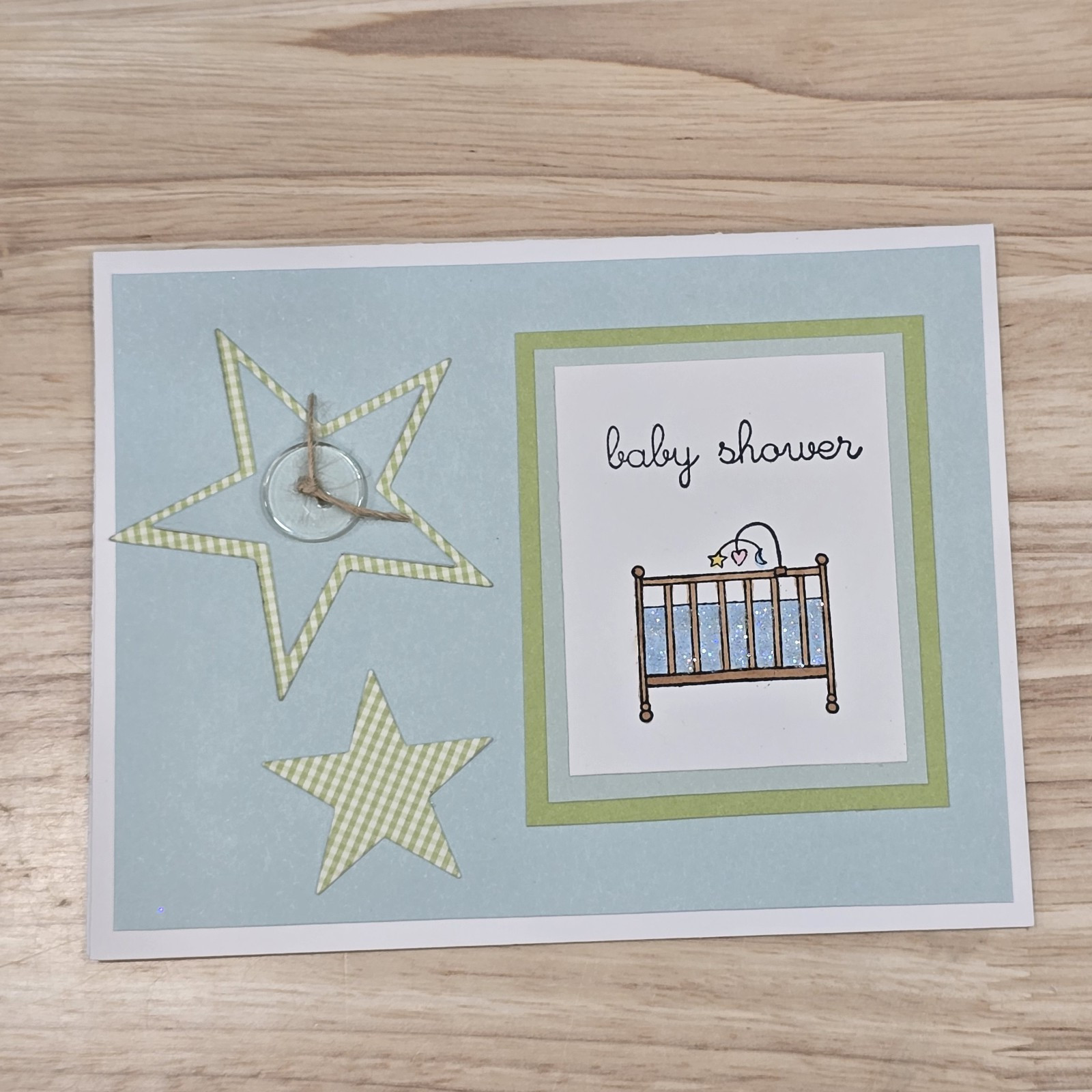 10 Baby Boy Shower Invitations Neutral Blue Green Handmade Cards Envelope Set