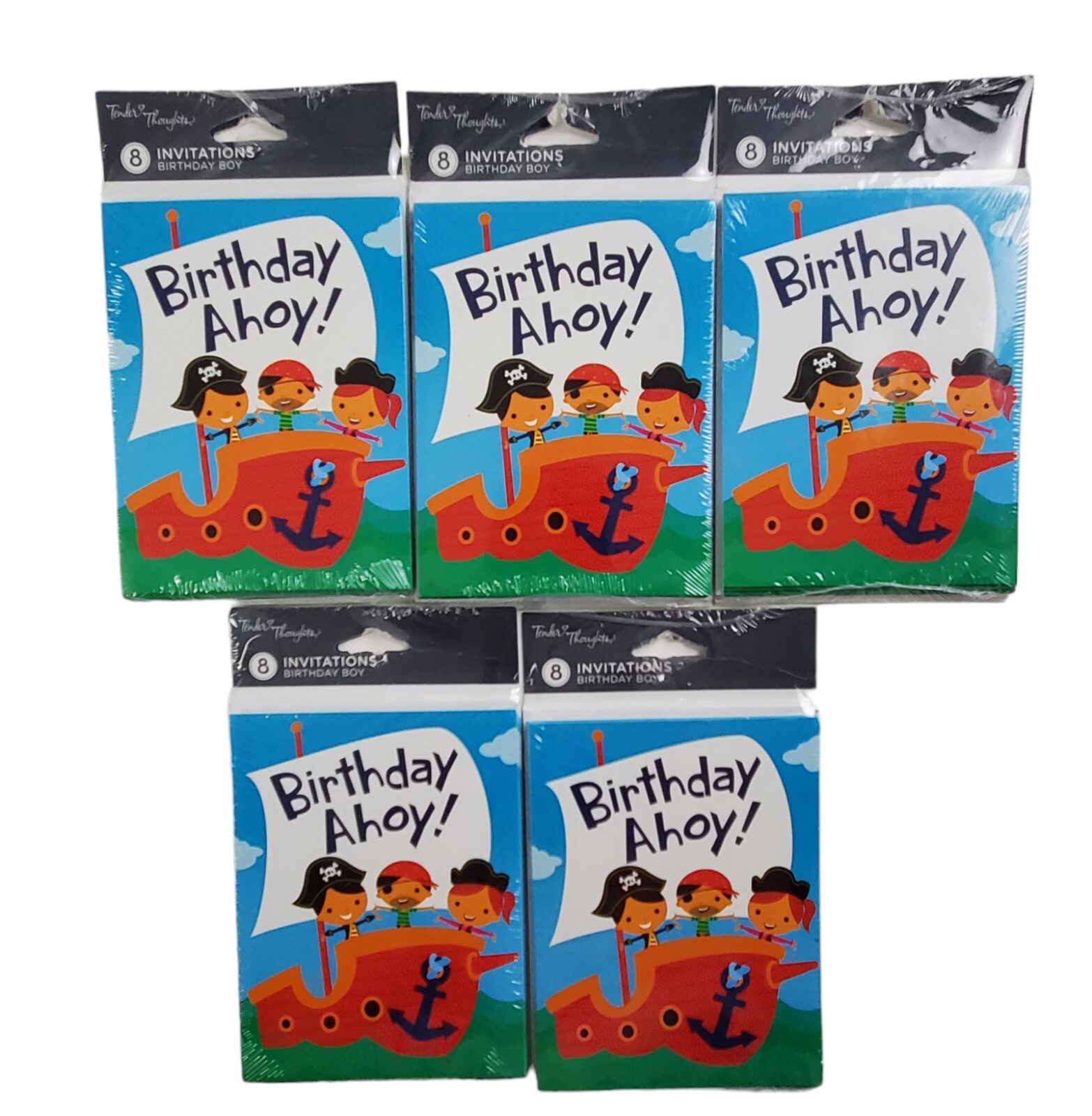 Birthday Ahoy Pirate Themed Invitations 5 Packages of 8 w/Envelopes Kids Youth