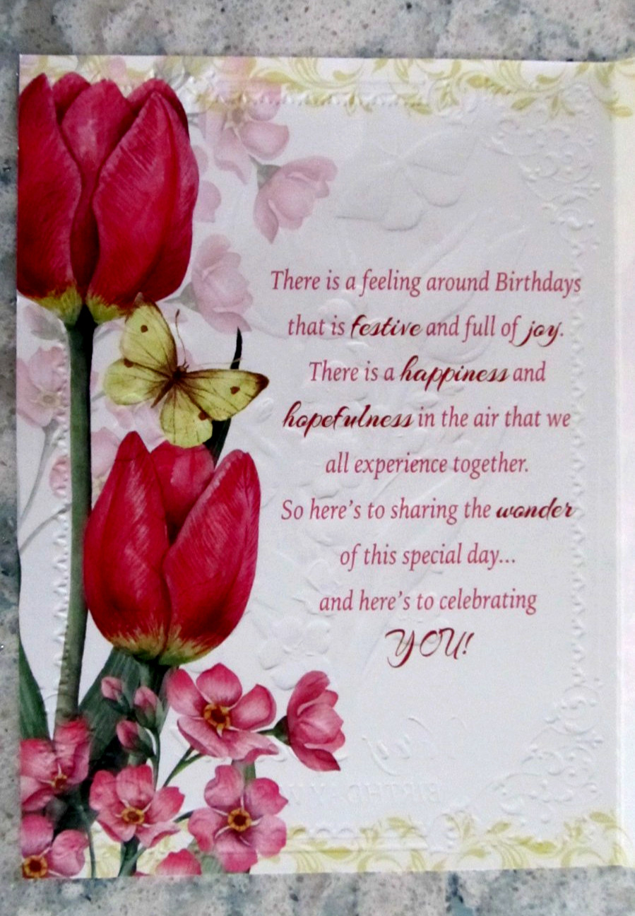 Exclusively Crafted For You Birthday Card, Env. & Seal -Bouquet of Pretty Tulips
