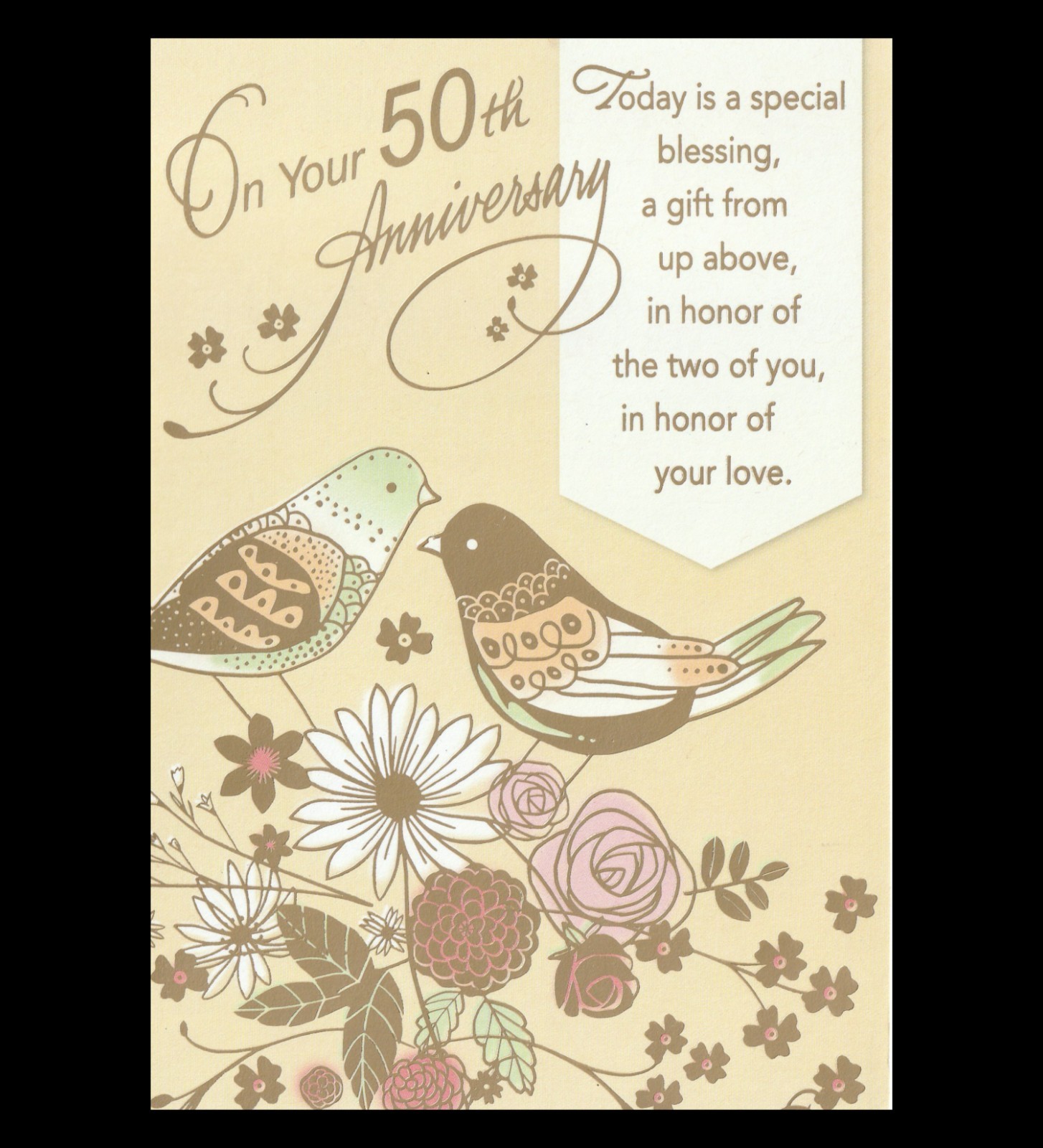 On Your 50th Anniversary Blessing From Above – Gold Foil Accented Hallmark Card
