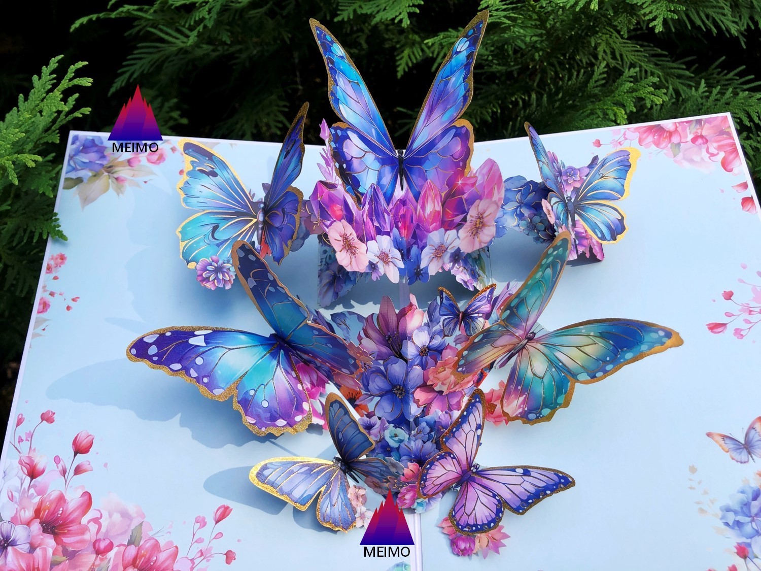 3D Pop Up Greeting Card Butterflies Flowers Birthday Mother’s Day Anniversary