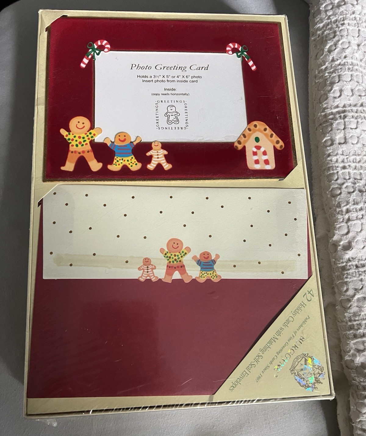 Burgoyne Christmas Photo Greeting Cards Gingerbread Man 42ct Self-Seal Envs