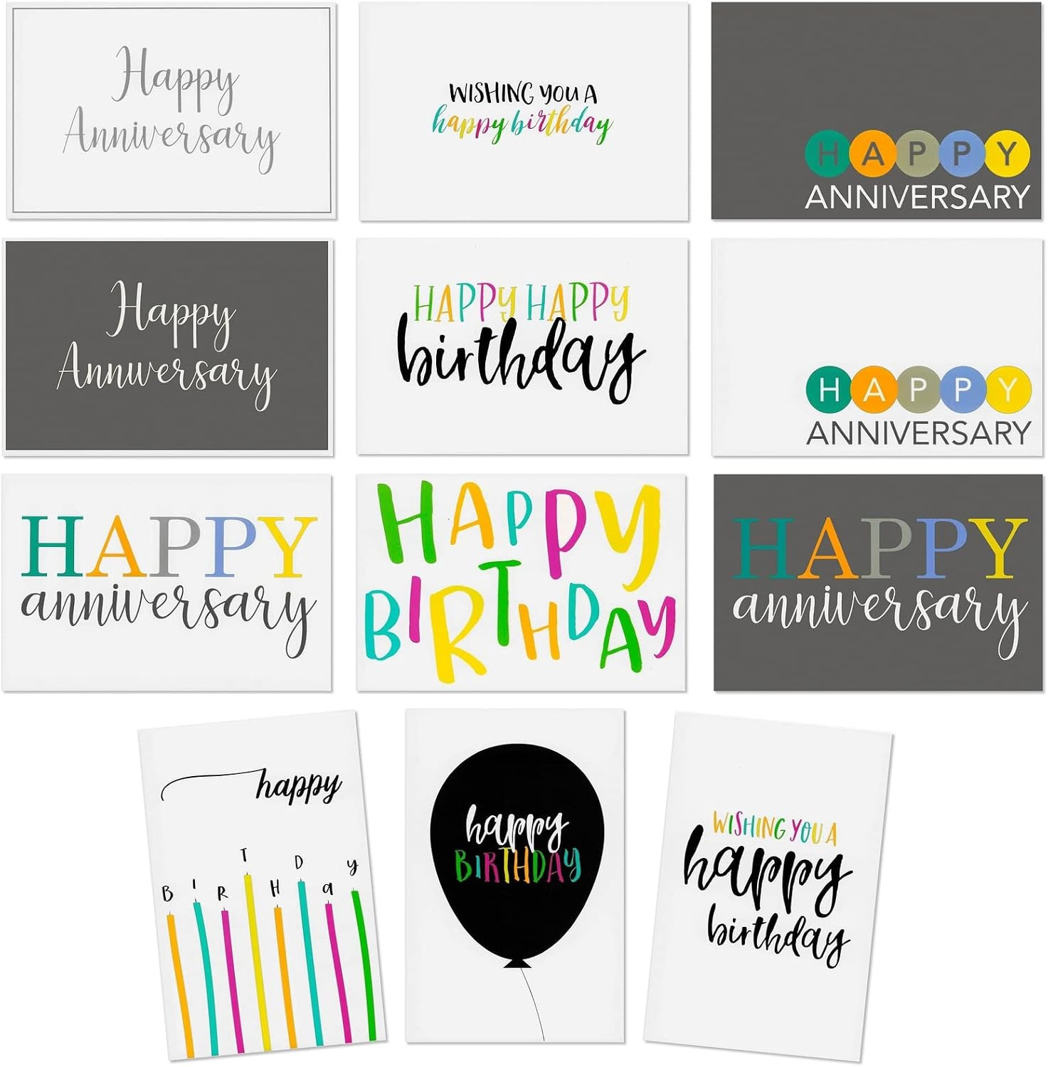 Birthday & Anniversary Cards Assortment Box – Bulk Assortment W/Envelopes – Birt