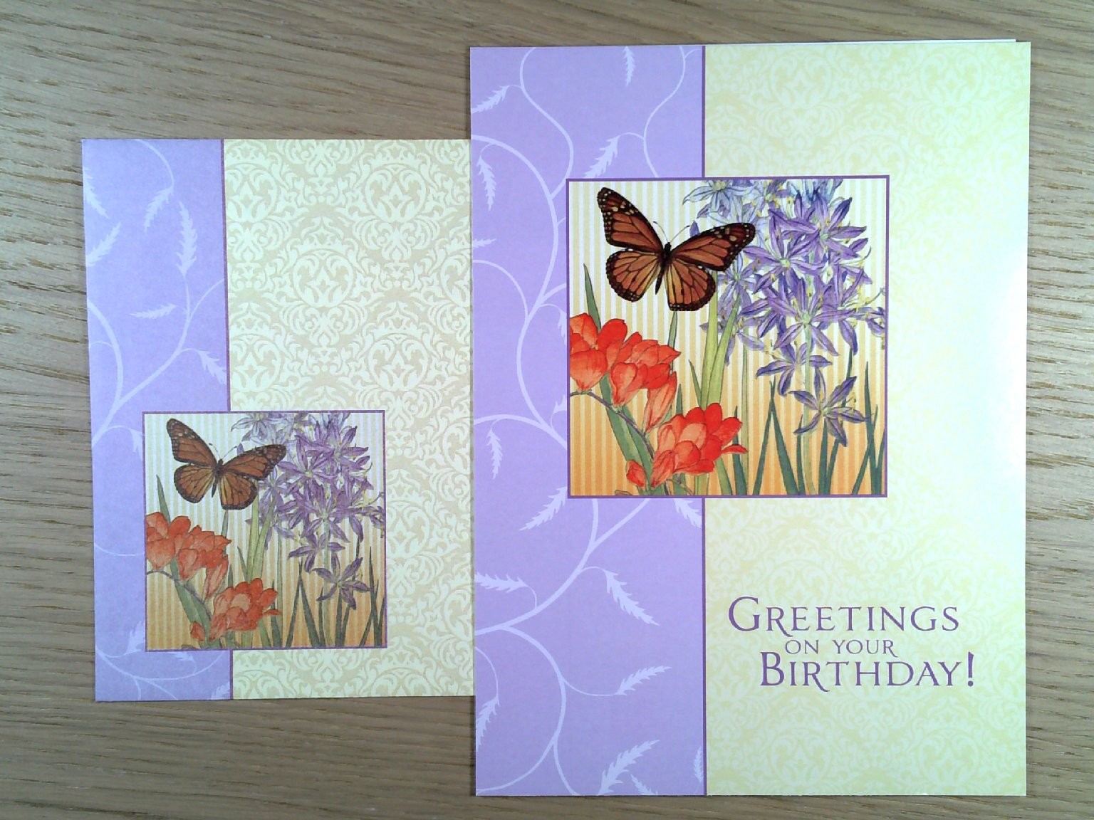Concord Litho Birthday Greeting Cards Butterfly Floral Lot of 2 USA