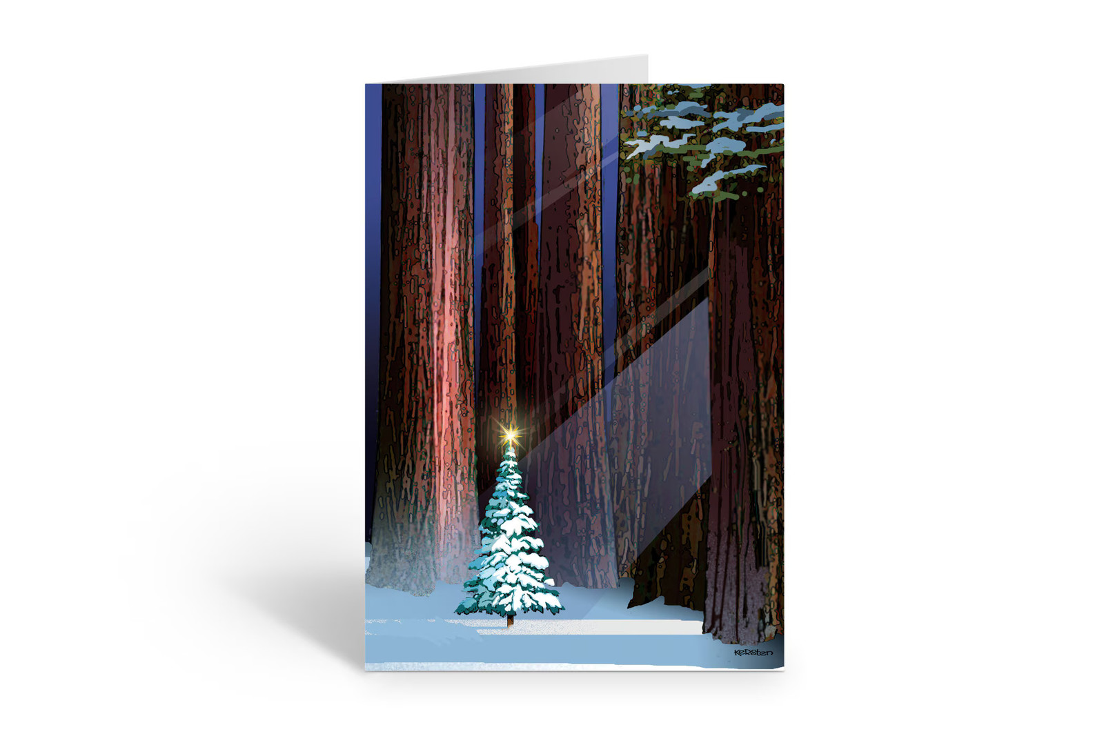 Christmas Tree Among Sequoias Holiday Forest Christmas Card Set of 18 wi – 20095