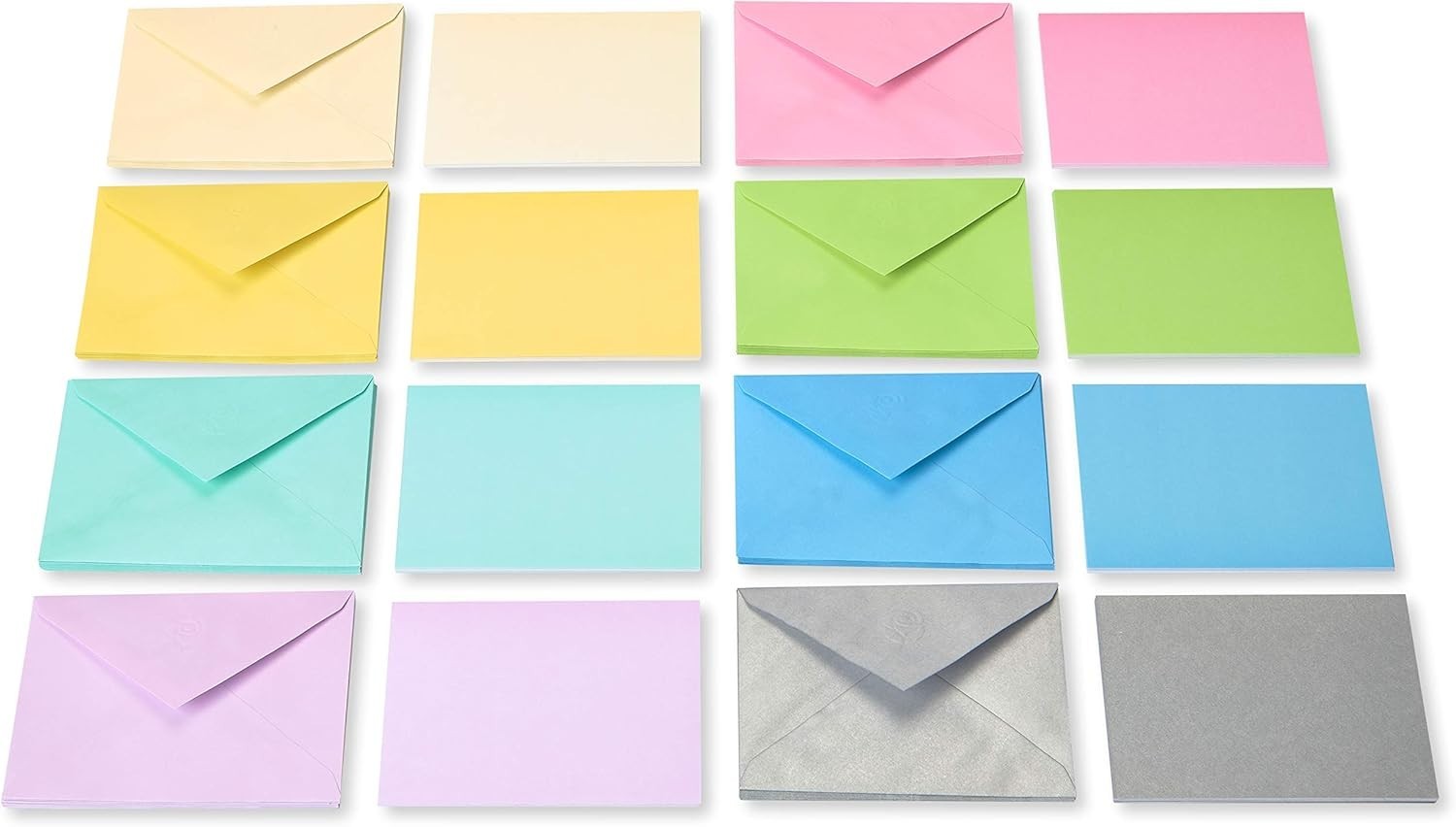 Single Panel Blank Cards Bulk with Envelopes, Pastel Colors 100-Count