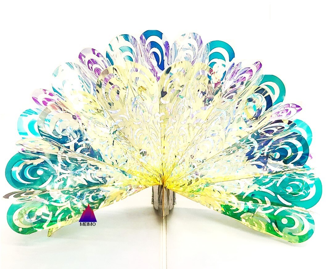 3D Pop Up Greeting Card Peacock Iridescent Glitter Colorful Bird Birthday Mother