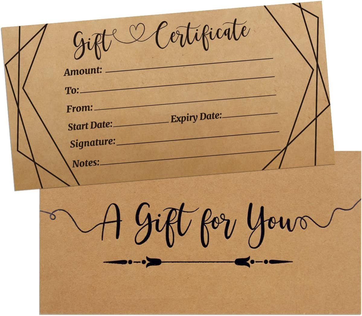 Ceiba Tree Kraft Blank Gift Certificates for Business 30 Pcs Black Foil Certific