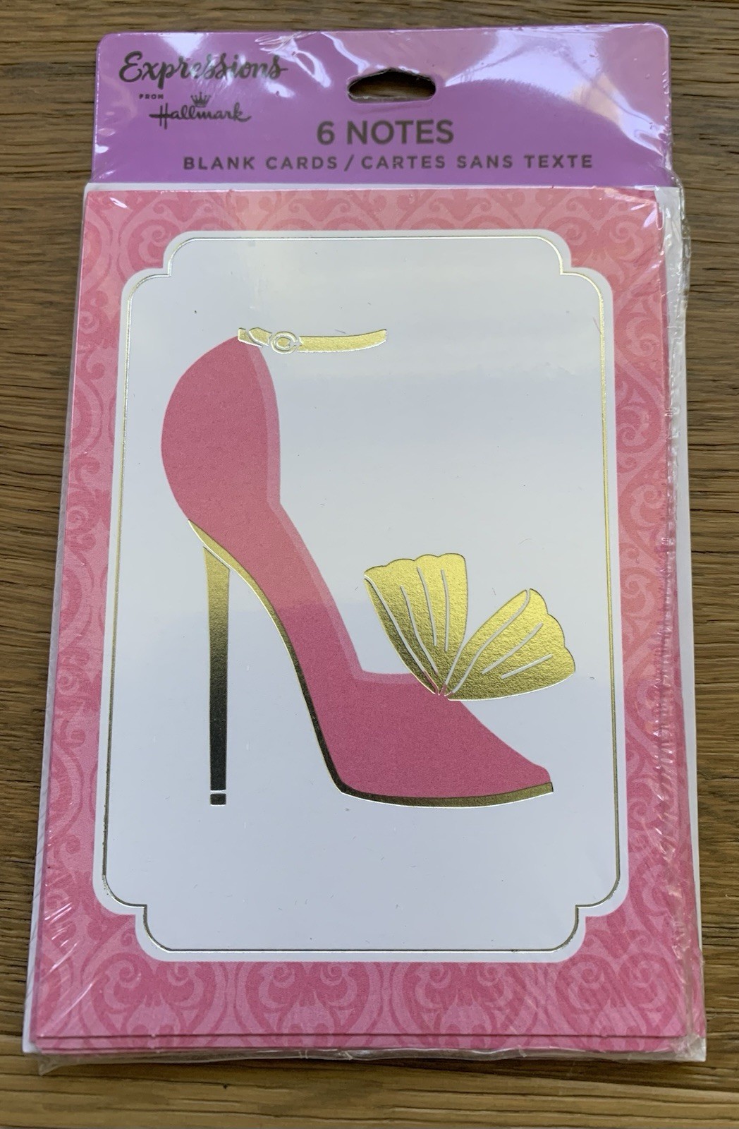 Hallmark Expressions Pink Gold stiletto Blank Note Cards Lot 5pks 30 Total NEW