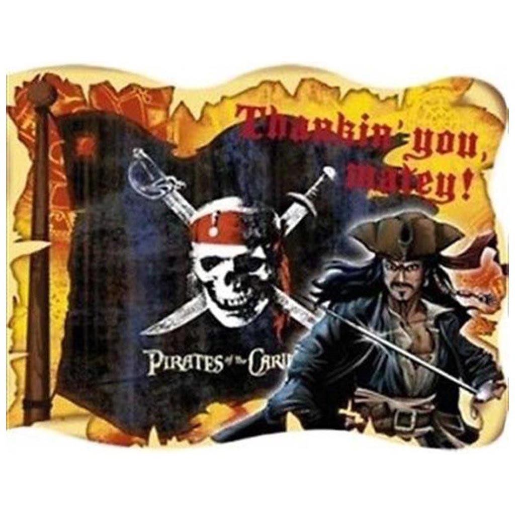 Pirates of the Caribbean Thank You Cards with Envelopes Birthday Party Supplies