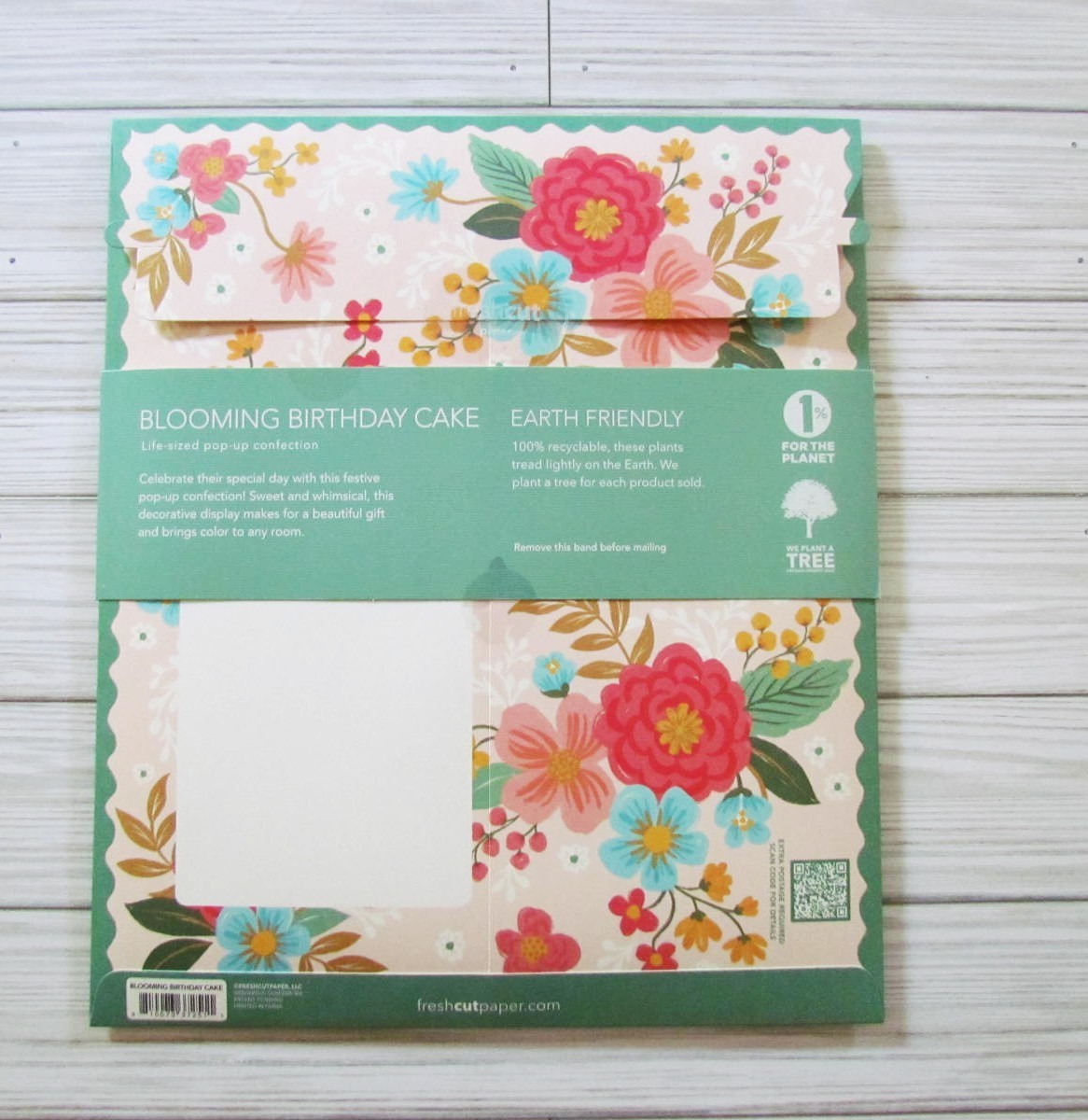 FreshCut Paper 12″ Pop-Up Flower Blooming birthday cake with note card