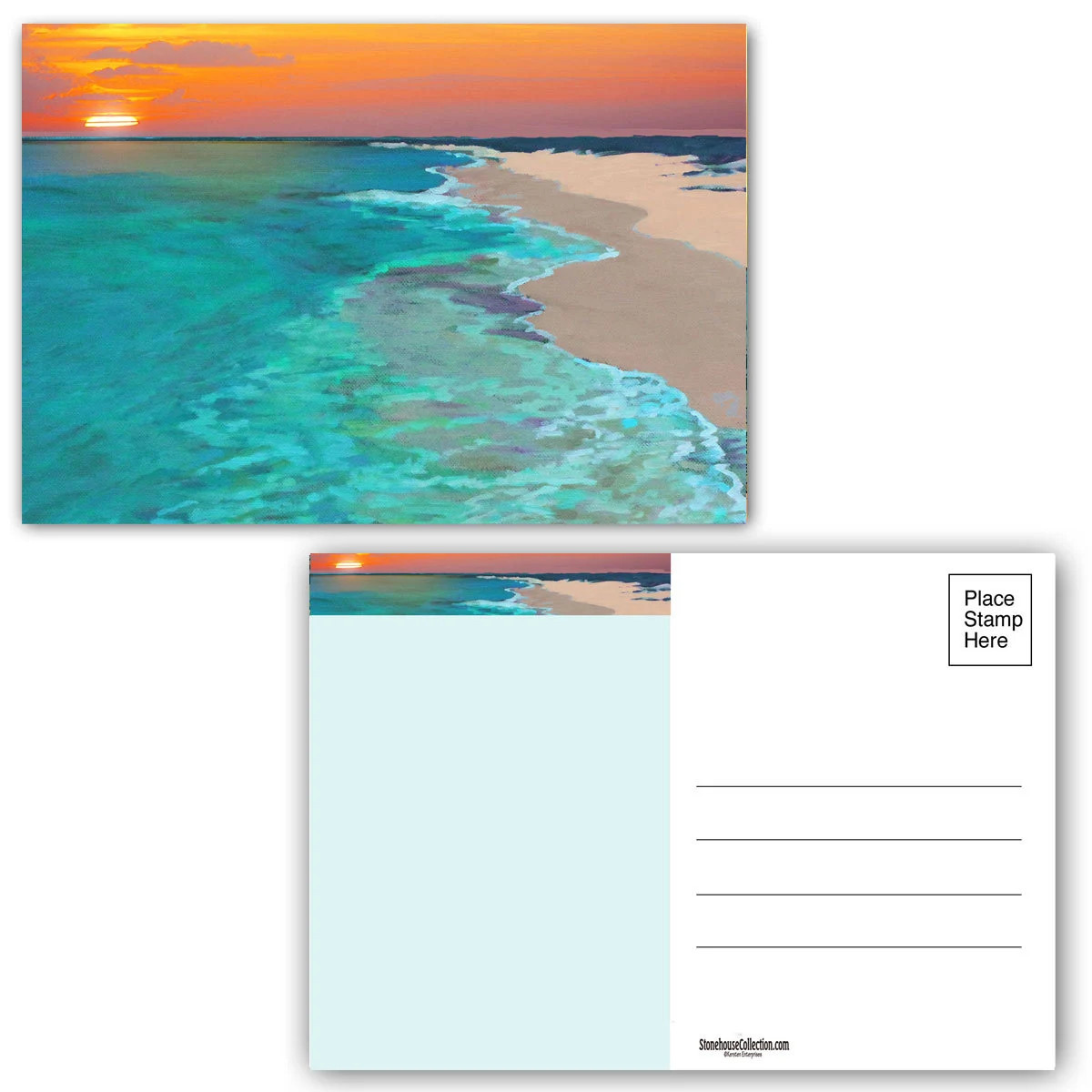 Pretty Beach Sunset Postcards – 40 4x 6 Beach Postcards – 17103
