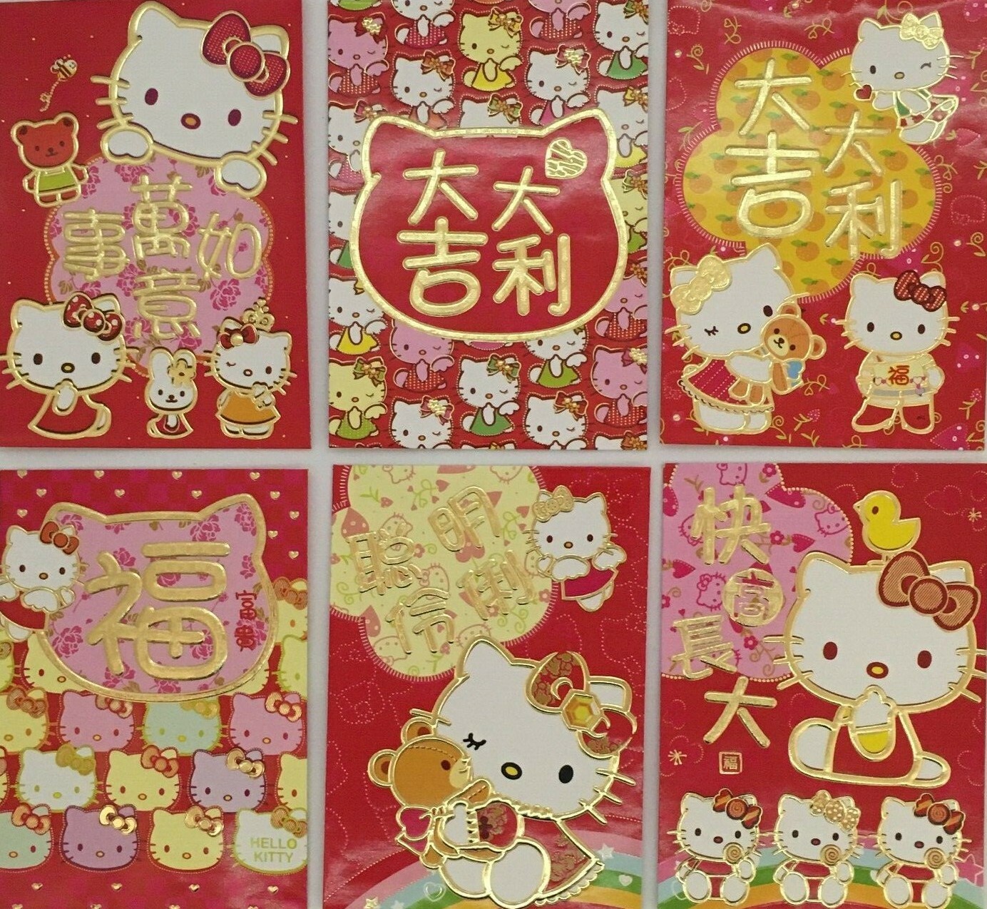 6 pcs Hello Kitty Red Envelopes for New Year / Xmas/Valentine/ Party Gift Bag