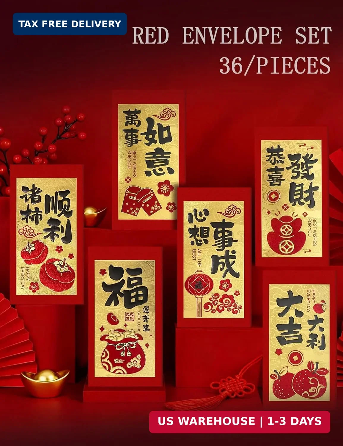 Chinese New Year Red Envelopes, Lunar New Year Envelopes, Ang Bao New Years Eve