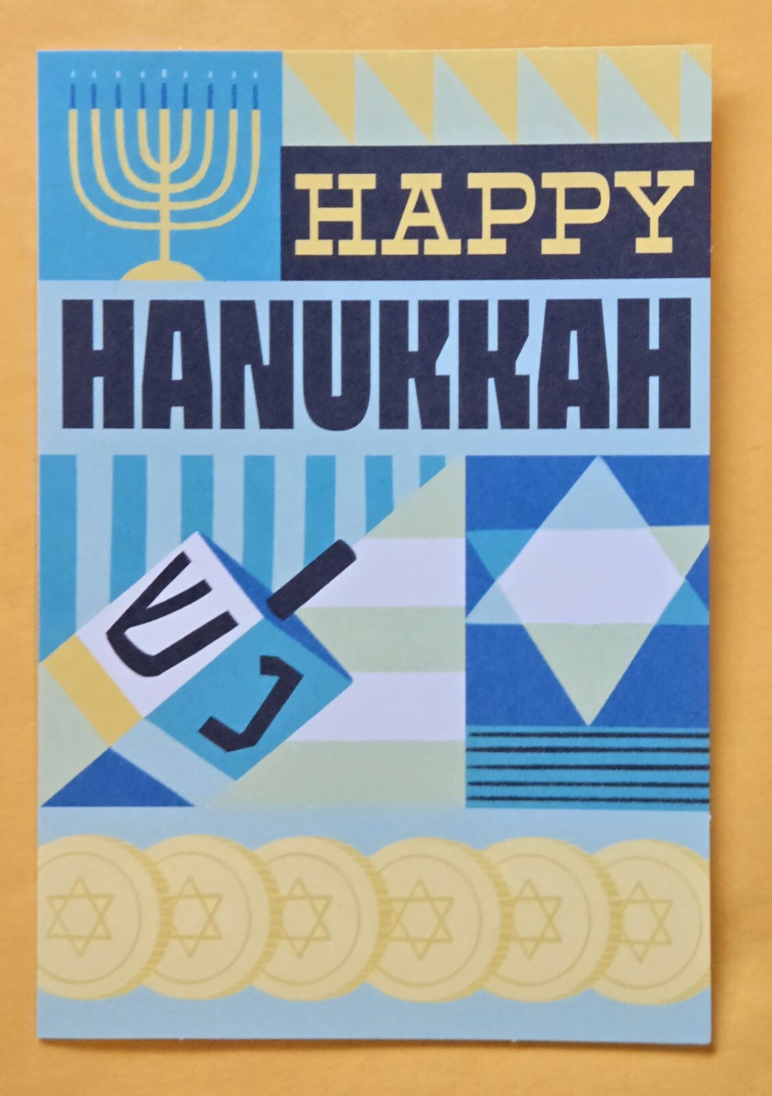 Happy Hanukkah Greeting Card/ (+ Envelope 4×6.0″).